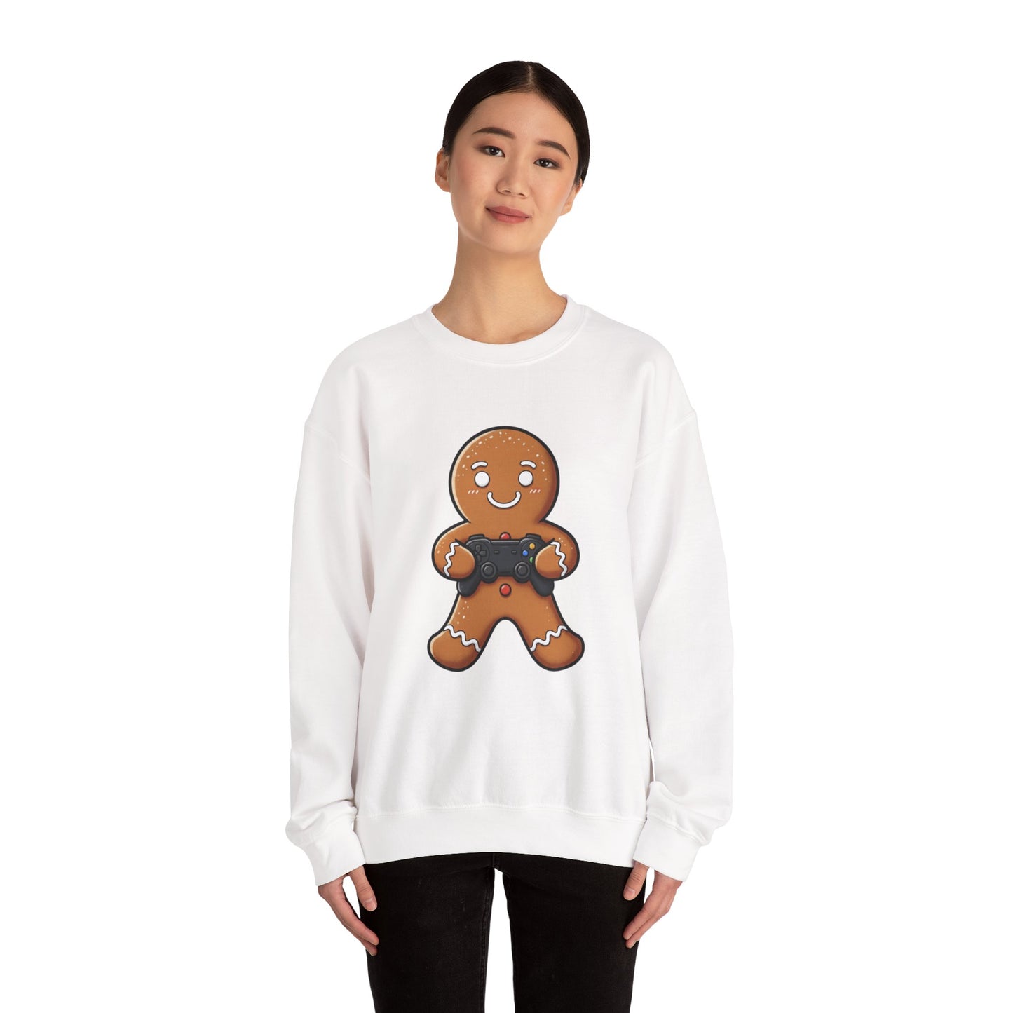 Gamer Gingerbread Sweatshirt | Funny Christmas Sweater | Cute Holiday Crewneck for Gamers | Cozy Unisex Winter Gift