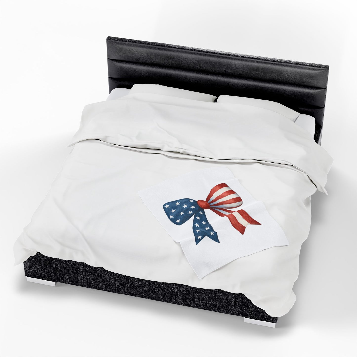 Patriotic Bow USA Blanket | 4th of July Throw | American Flag Blanket | USA Stars Stripes Decor | Cozy Fourth of July Gift | USA Home Decor
