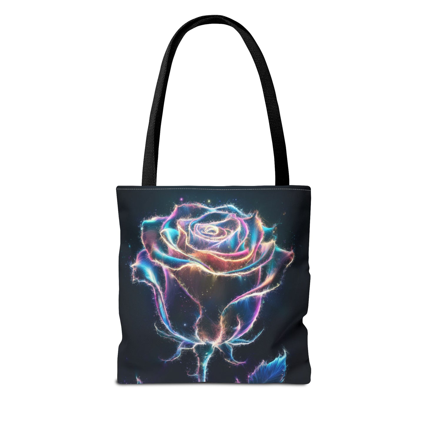 Neon Rose Tote Bag • Electric Floral Art Tote • Neon Glow Rose Canvas Carry-All • Vibrant Statement Floral Tote • Gift for Art Lovers