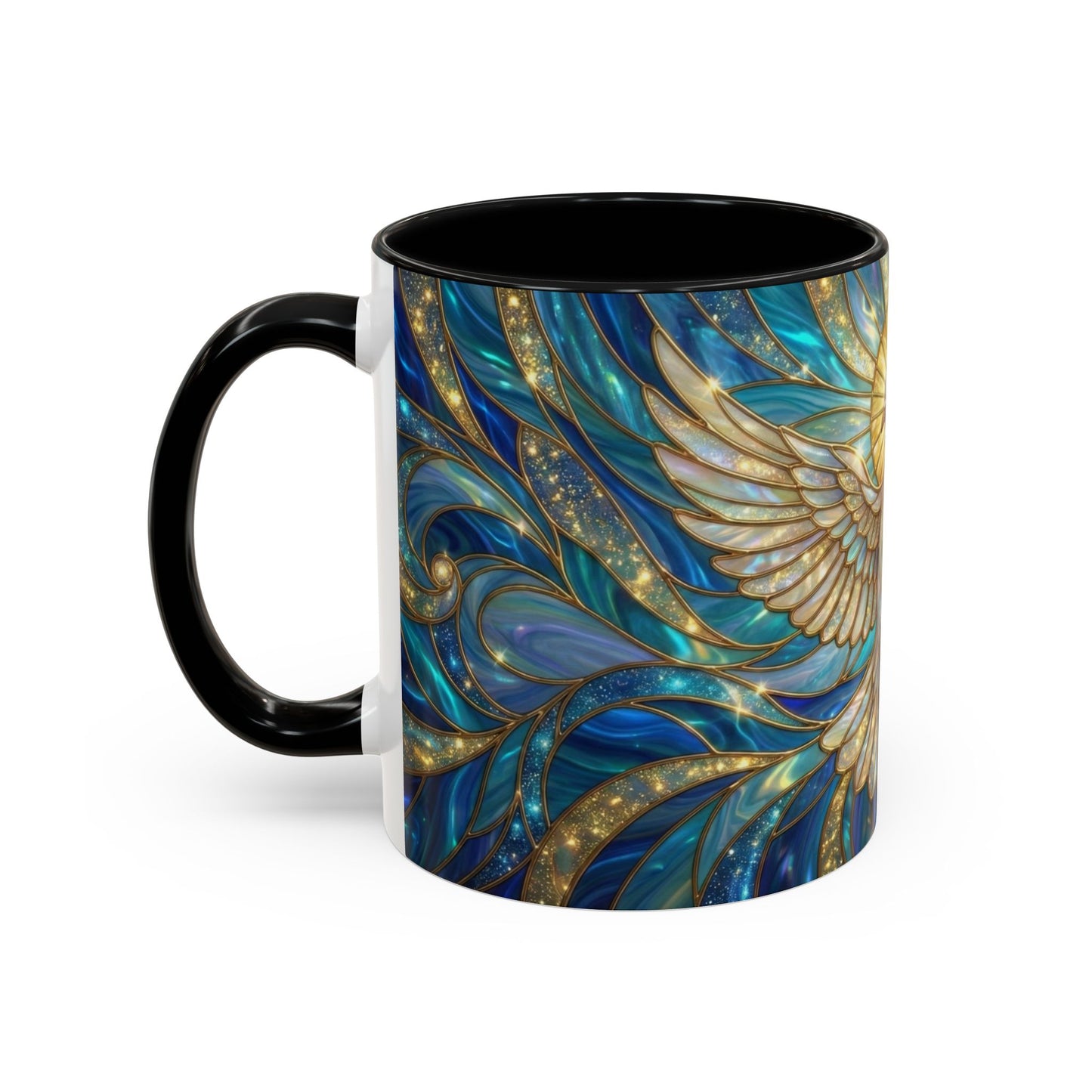 Stained Glass Dove Mug, Peace Dove Coffee Mug, Holy Spirit Dove Cup, Christian Gift Mug, Spiritual Art Mug, Faith Inspired Coffee Cup