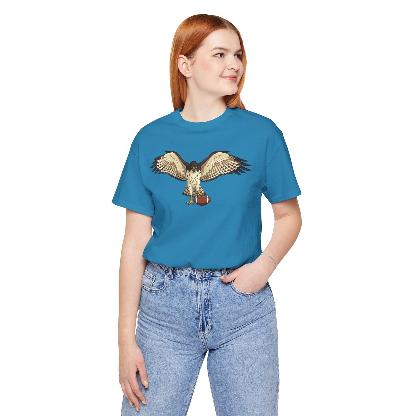 Hawk Football Shirt, Hawk Holding Football T Shirt, Football Mascot Tee, Bird Of Prey Shirt, Sports Fan Gift, Game Day Hawk Tee