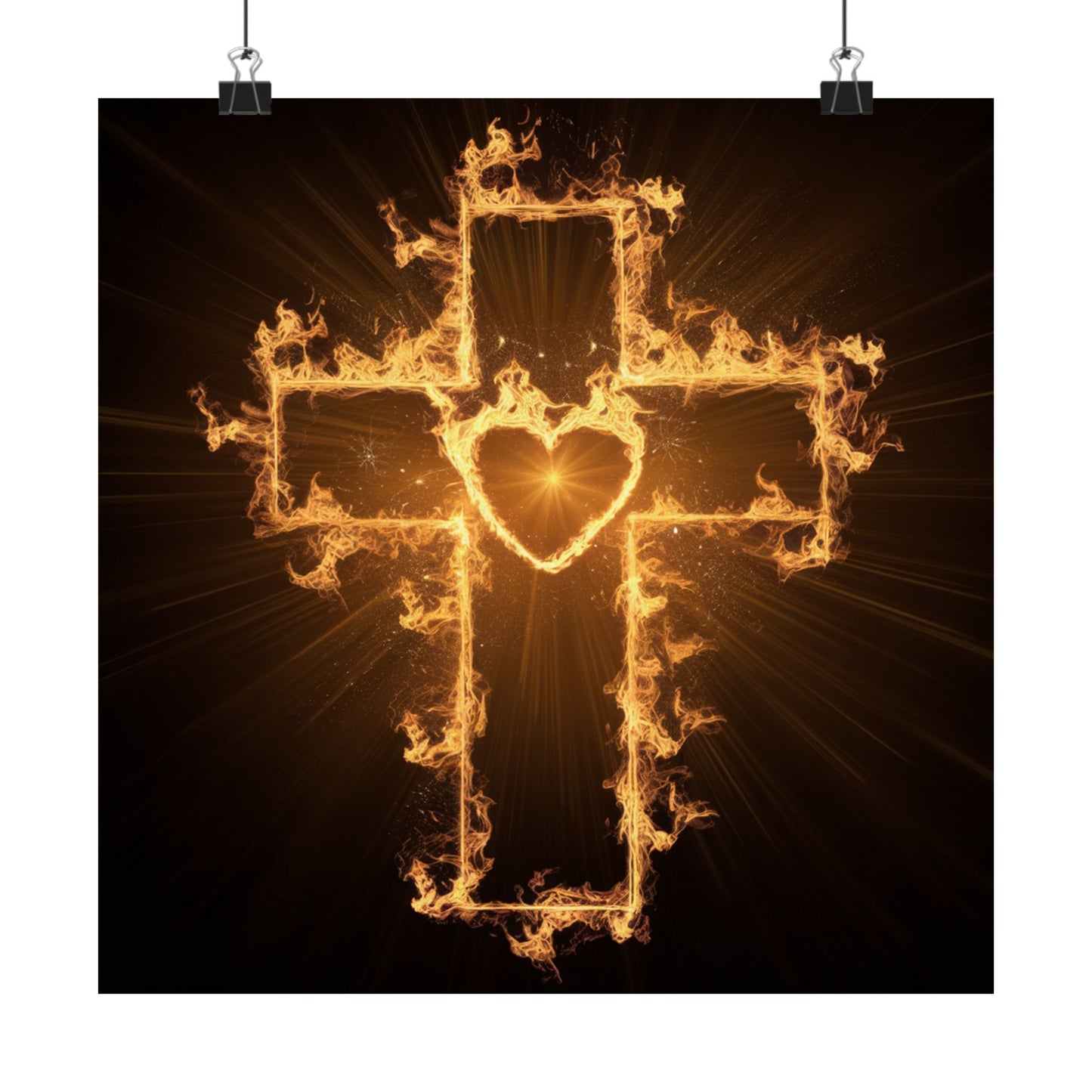Spiritual Matte Vertical Posters - Fiery Cross Design