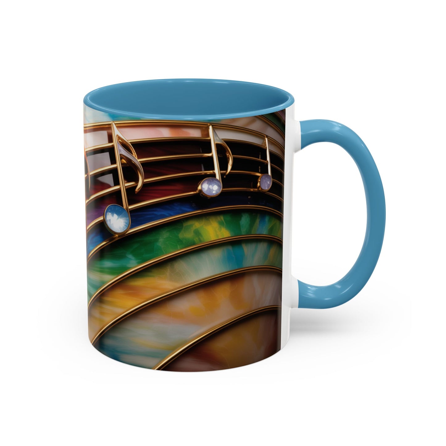 Stained Glass Music Notes Mug - Colorful Music Lover Gift - Music Teacher Mug - Treble Clef Coffee Cup - Musician Gift Idea - 11oz & 15oz Ceramic Mug
