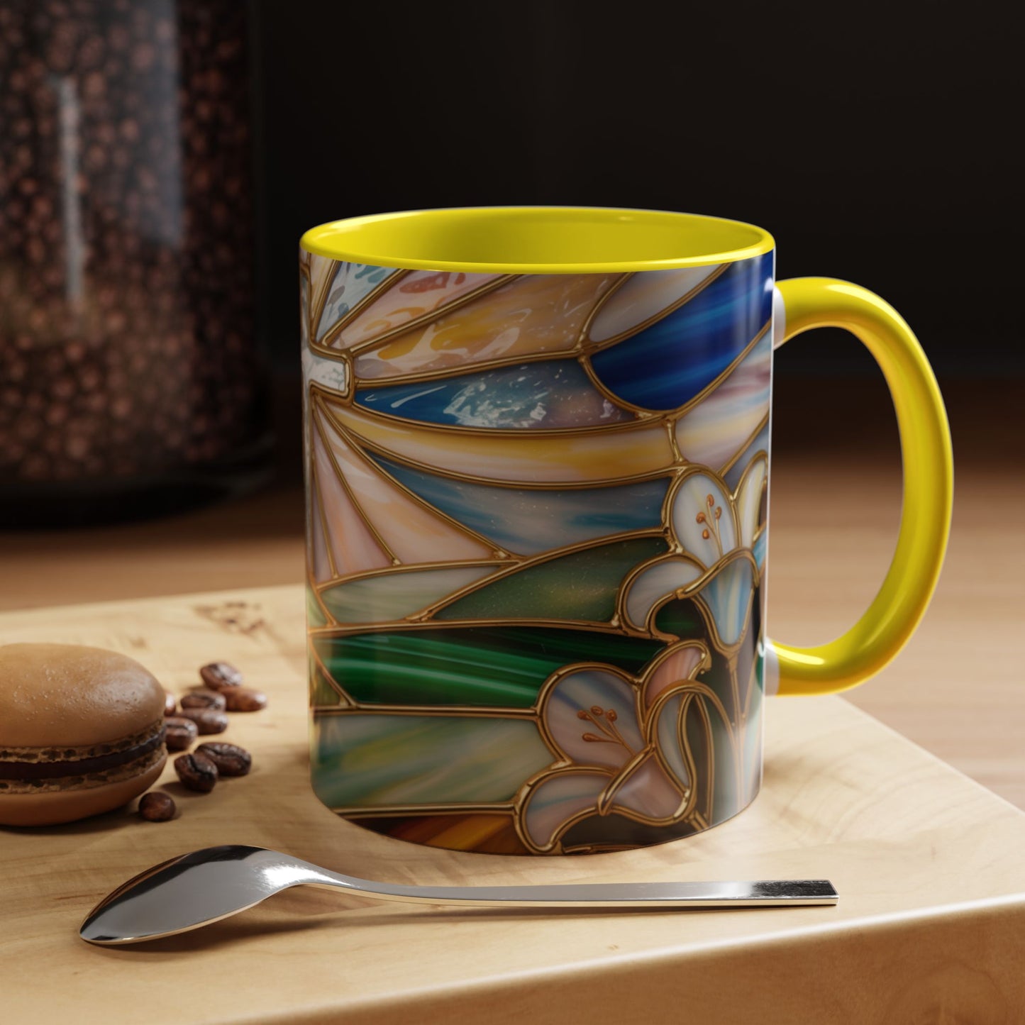 Stained Glass Cross Christian Mug • Inspirational Religious Coffee Cup • Colorful Faith Gift • Bible Verse Style Art • 11oz & 15oz