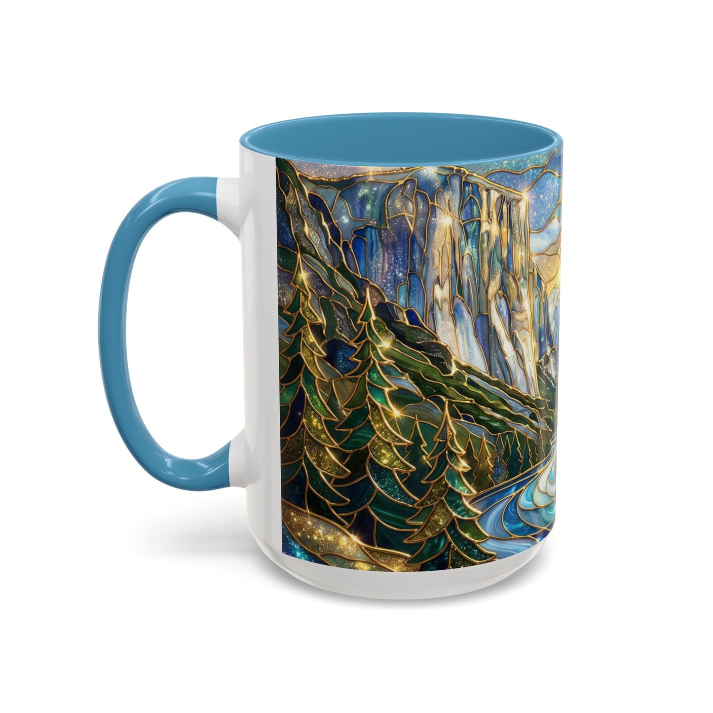 Stained Glass Yosemite Mug, Yosemite Mountain Coffee Cup, Waterfall Landscape Art Mug, Scenic Nature Mug, Yosemite Gift, Outdoor Lover Gift