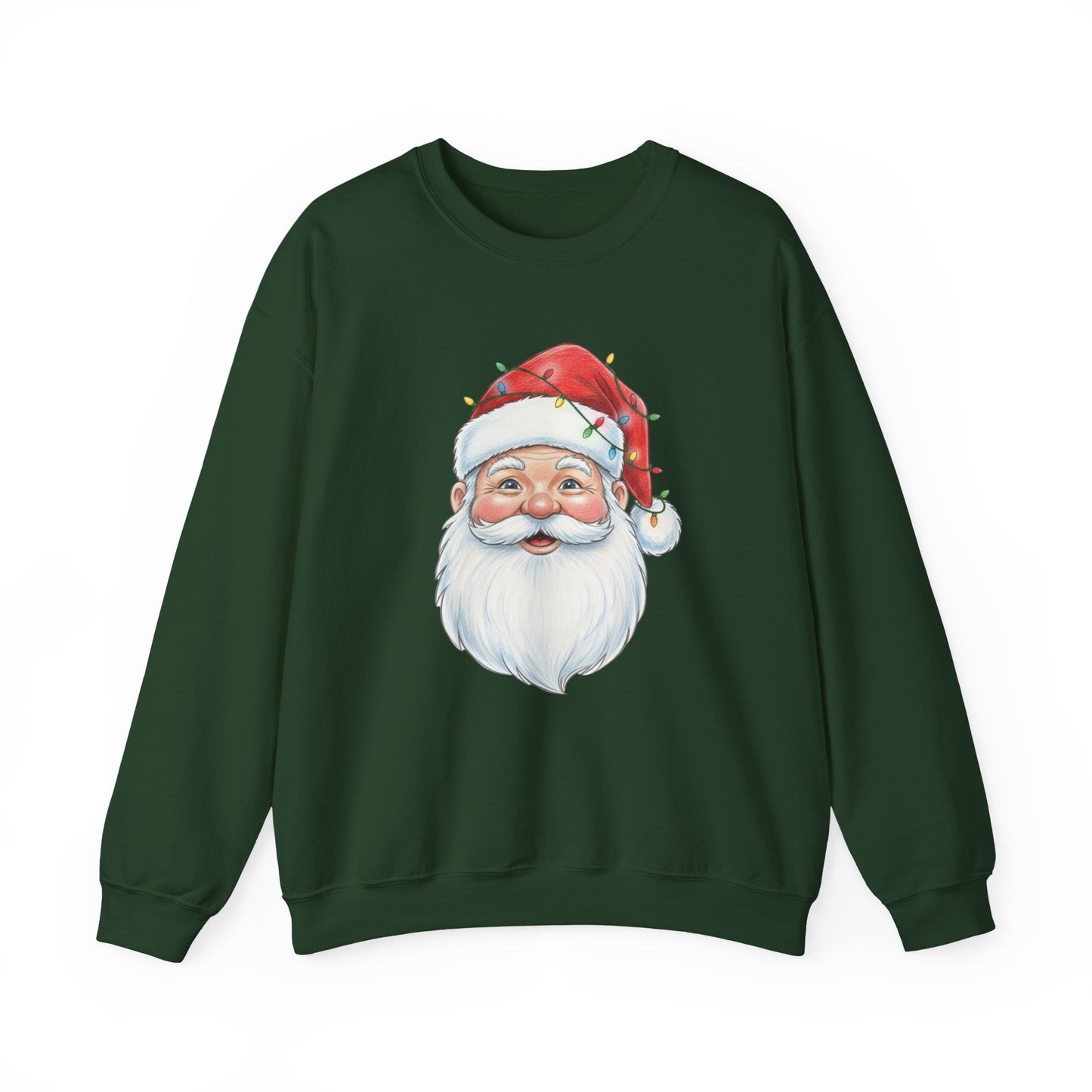 Santa Claus Christmas Sweatshirt, Vintage Santa Crewneck, Holiday Santa Face Sweater, Cute Christmas Lights Santa Shirt, Funny Xmas Sweatshirt