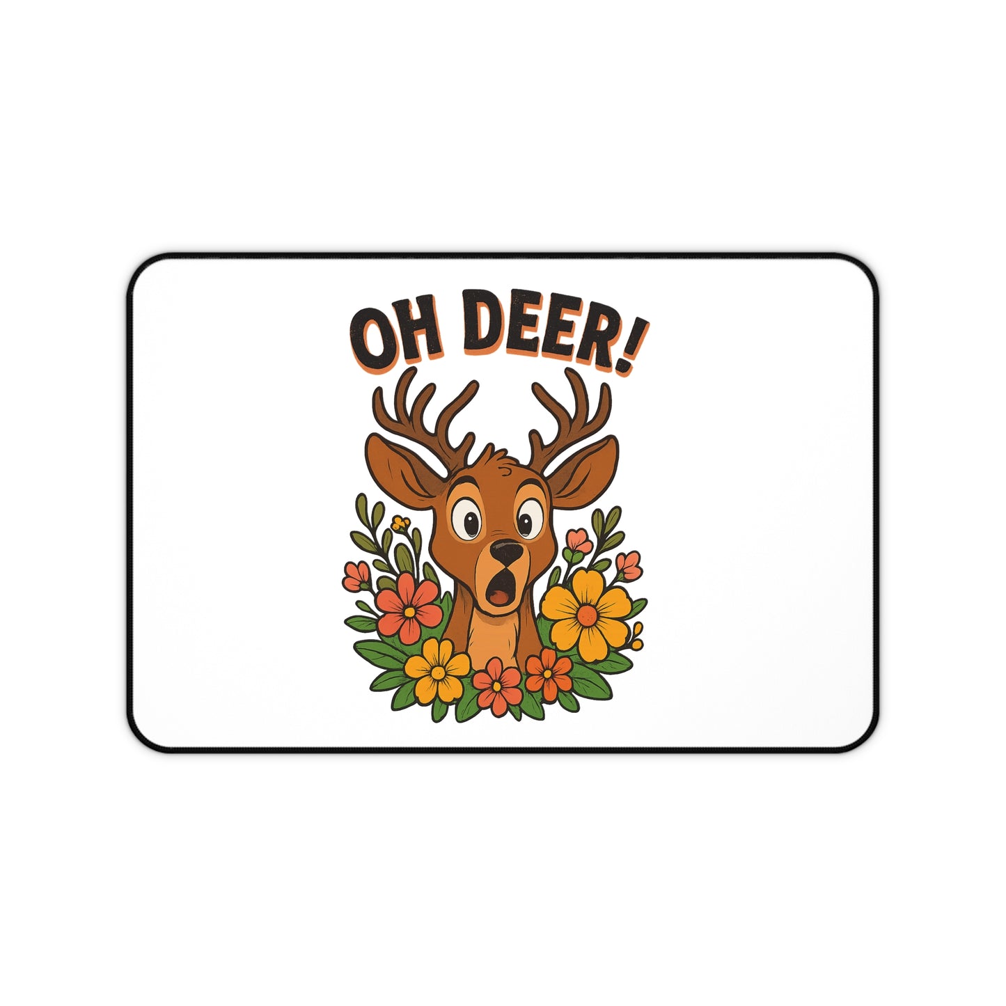 Mouse Pad - Oh Deer Desk Mat with Startled Deer Design Animal Decor Deer Mouse Pad