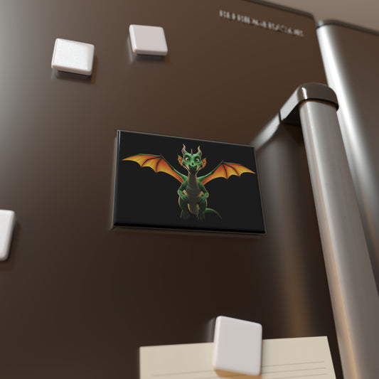 Cute Green Dragon Fridge Magnet | Fantasy Refrigerator Decor | DnD Gift for Dragon Lover | Mythical Creature Magnet