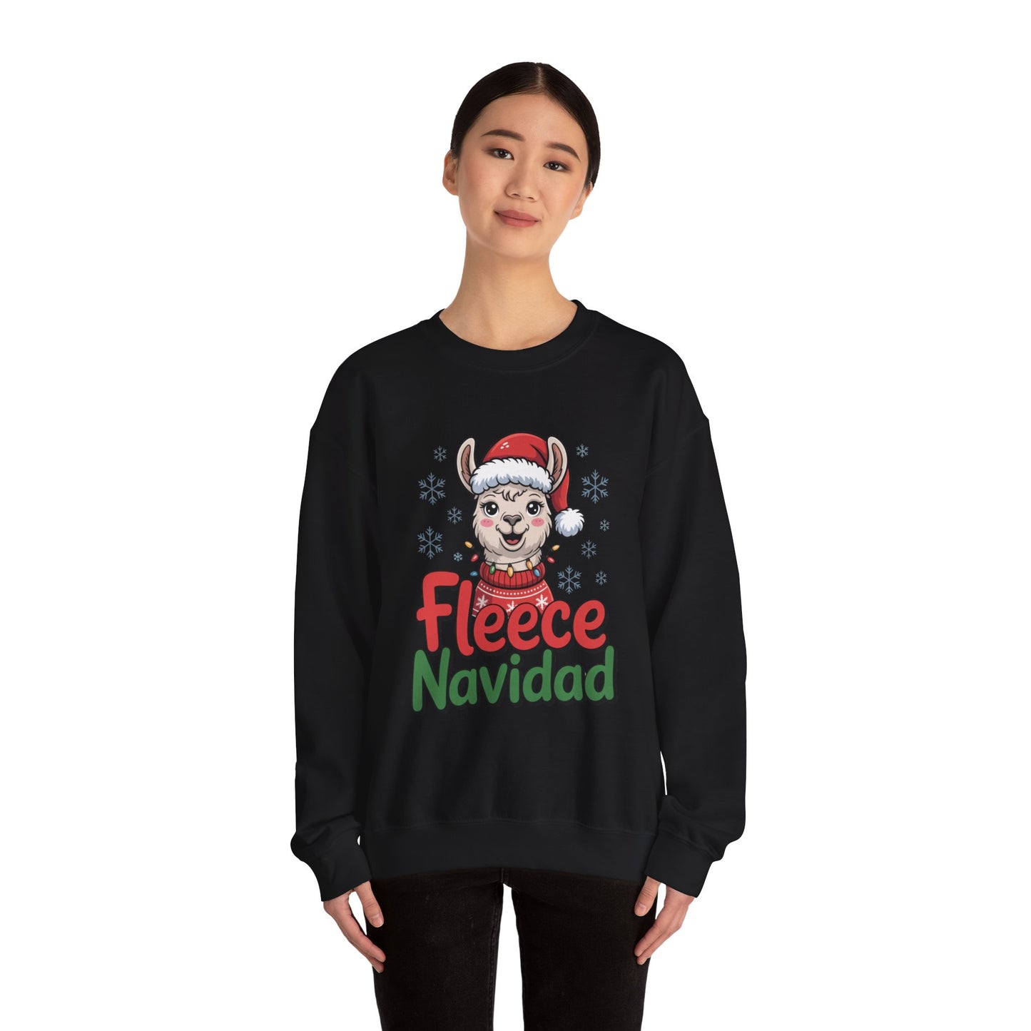 Fleece Navidad Christmas Sweatshirt, Funny Llama Holiday Sweater, Cozy Unisex Crewneck, Cute Christmas Pun Gift For Friends And Family