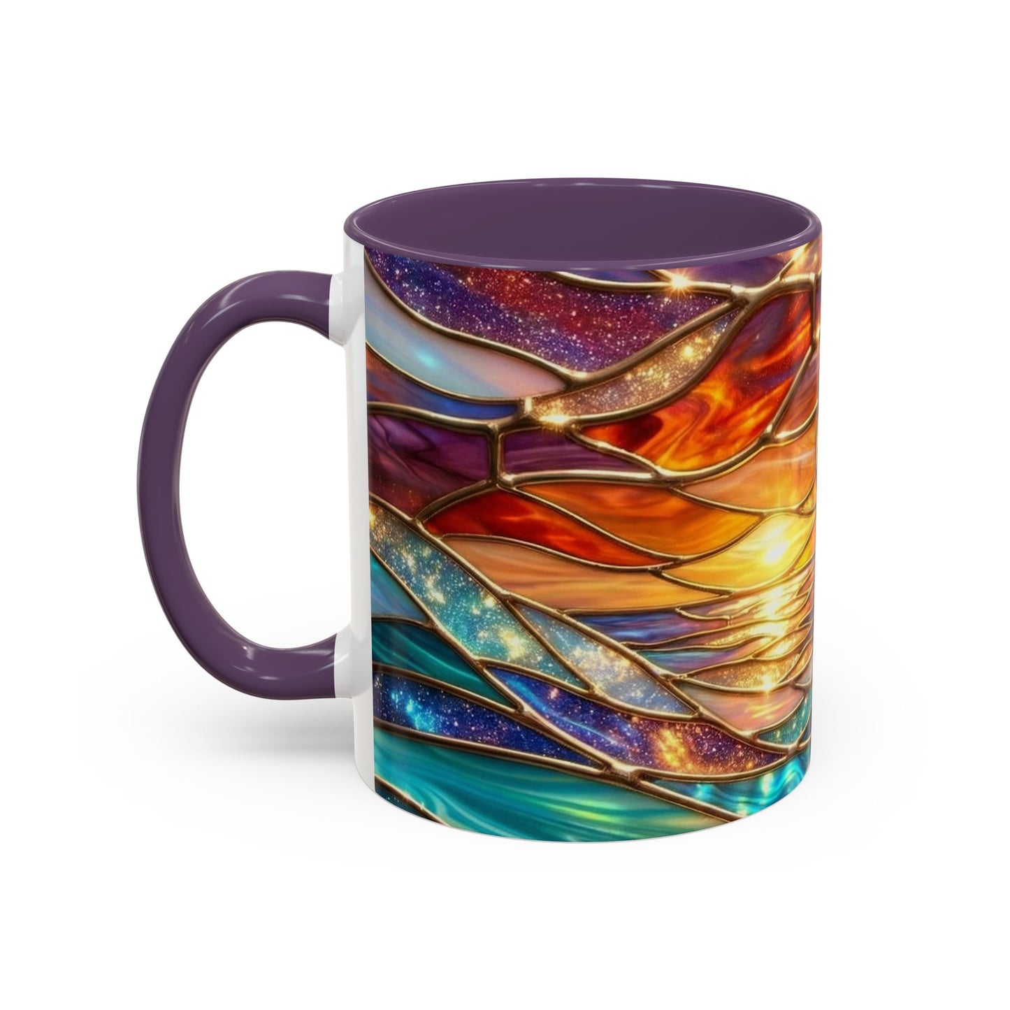 Stained Glass Wave Mug, Cosmic Ocean Coffee Cup, Celestial Sunrise Tea Mug, Surfer Beach Decor Gift, Starry Sea Art, Ocean Lover Cup