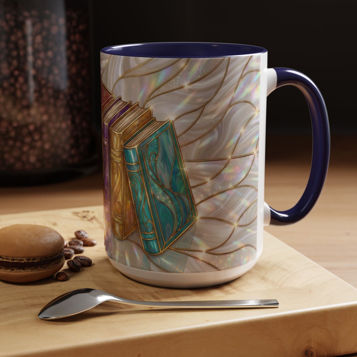 Book Lover Coffee Mug, Stained Glass Books Mug, Reading Gift For Bookworms, Library Aesthetic Mug, Booktok Mug, Ceramic Coffee Cup