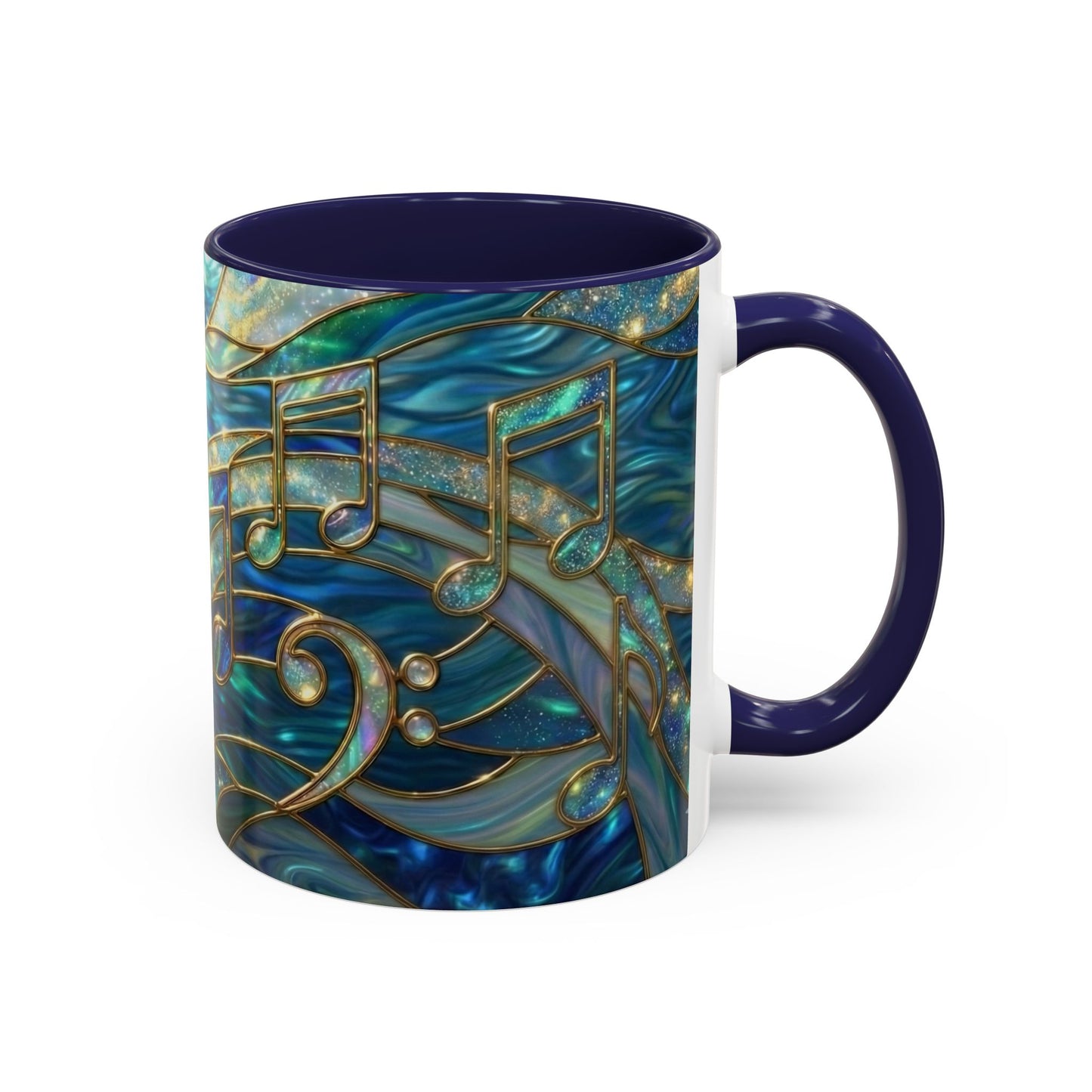 Music Notes Mug, Music Lover Coffee Cup, Stained Glass Music Mug, Musician Gift, Piano Teacher Mug, Aesthetic Music Cup