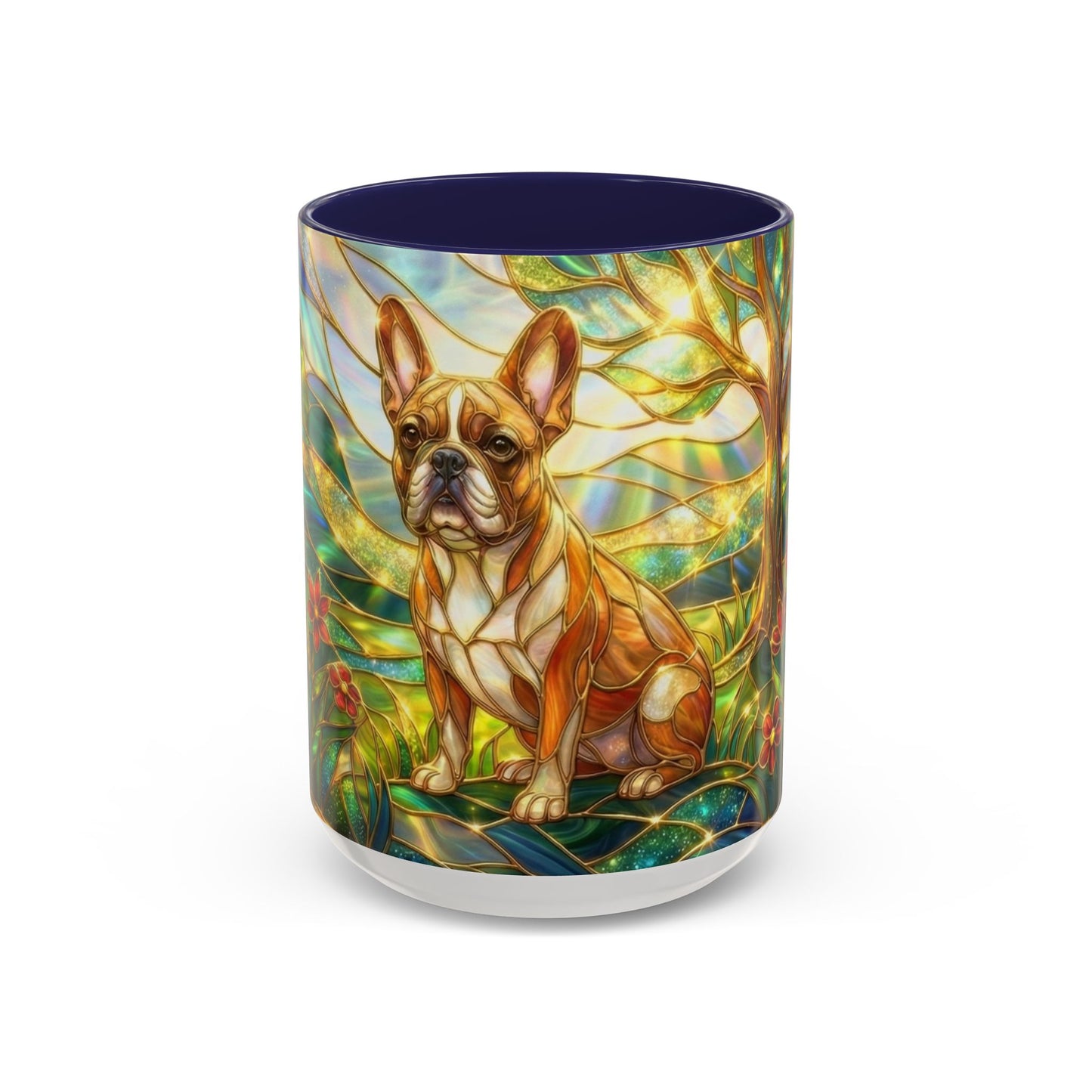 Stained Glass French Bulldog Mug, Frenchie Dog Coffee Mug, Dog Lover Gift Cup, Colorful Art Nouveau Dog Mug, Pet Lover Gift