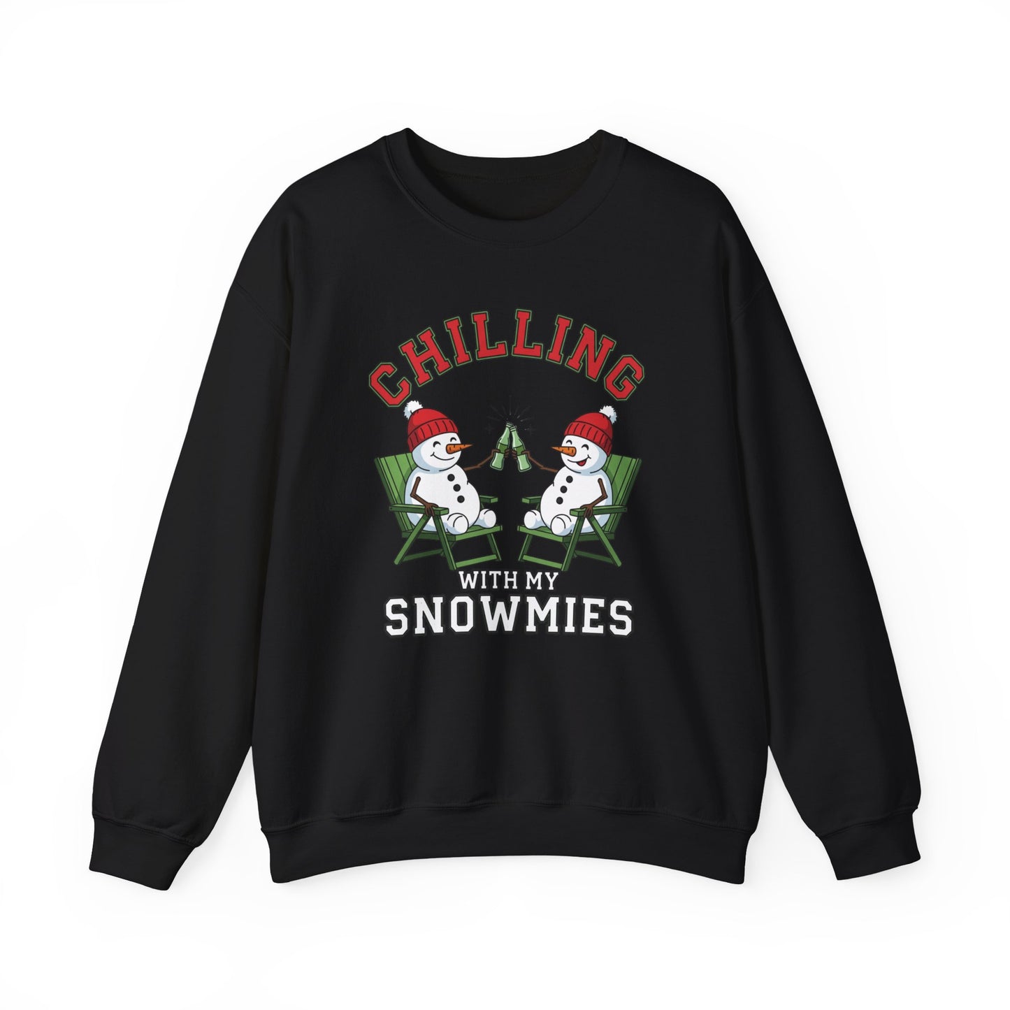 Chilling With My Snowmies Sweatshirt - Funny Christmas Snowman Sweater, Holiday Party Shirt, Cute Winter Gift, Matching Friends Xmas Top
