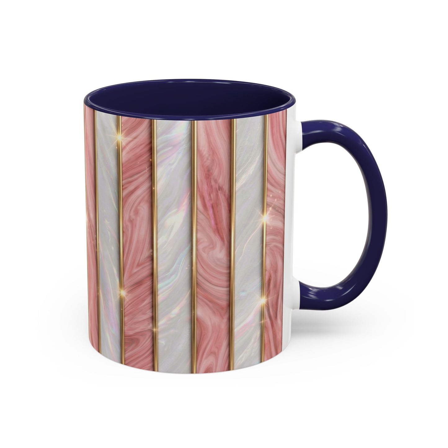 Pink Marble Coffee Mug, Gold Stripe Faux Agate Cup, Glam Desk Accessory, Elegant Tea Mug, Luxury Gift for Her, Chic Office Desk Decor