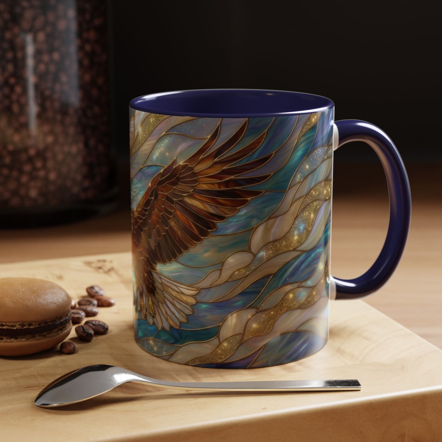 Stained Glass Eagle Mug, Bald Eagle Coffee Mug, Patriotic Eagle Cup, Wildlife Art Mug, Freedom Bird Mug, Nature Art Gift