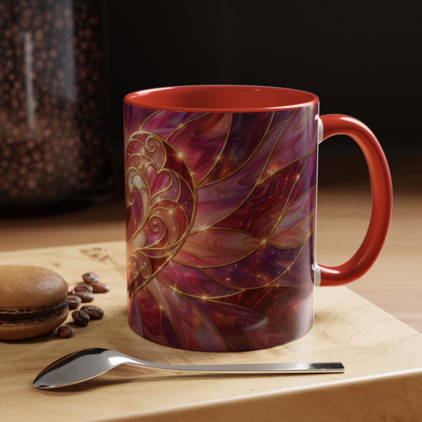 Stained Glass Heart Mug, Romantic Coffee Mug, Valentine Gift Mug, Love Heart Cup, Pink Aesthetic Mug, Anniversary Gift For Her