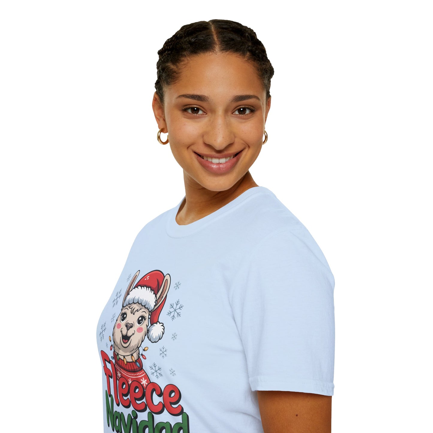 Fleece Navidad Llama Christmas Shirt, Funny Llama Xmas Tee, Cute Holiday Pun Shirt, Fuzzy Llama Santa Sweater Shirt, Christmas Gift Tee