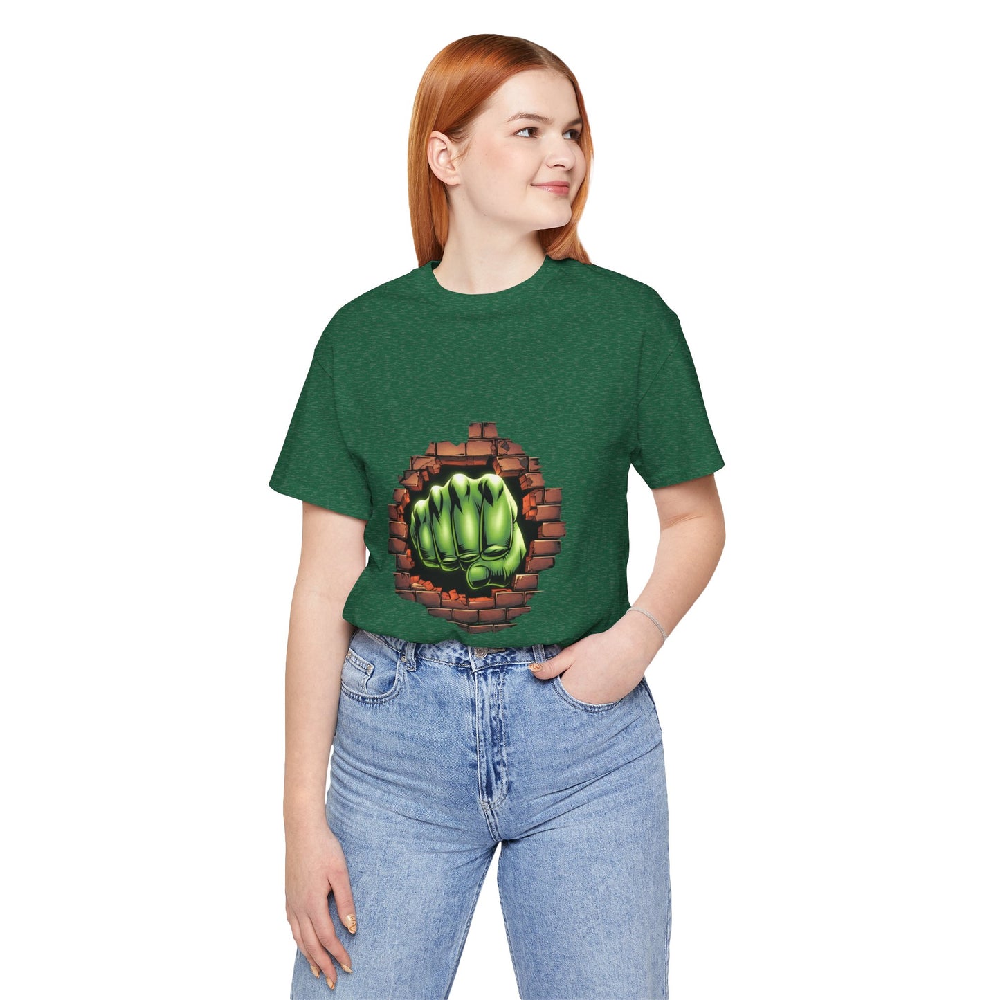 Green Hero Fist Graphic Tee – Superhero Shirt, Comic Pop Art, Gamer Gift, Y2K Dopamine Aesthetic, Funny Nerd Fashion, Unisex T‑shirt