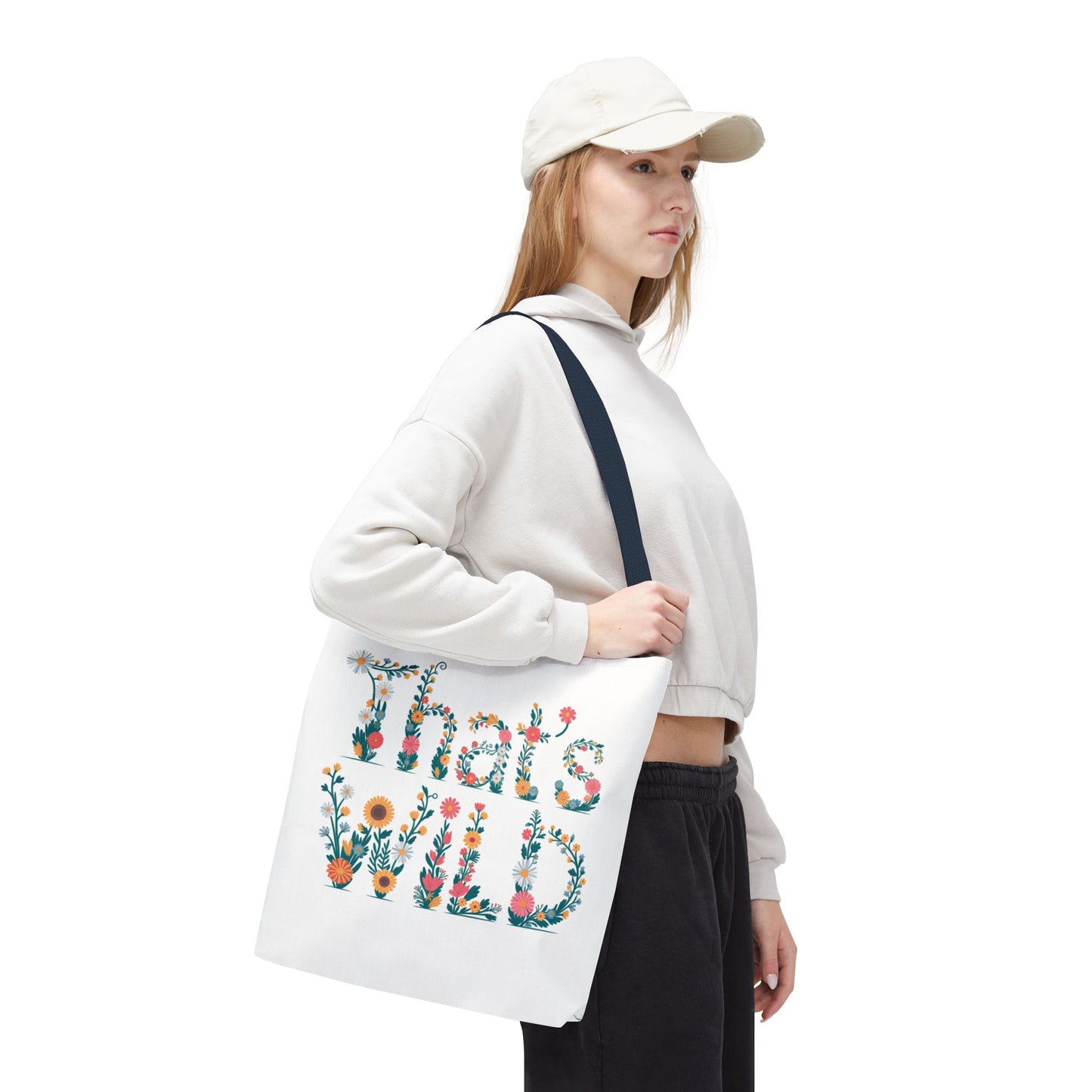 That’s Wild Floral Tote Bag – Cute Boho Canvas Bag With Colorful Flower Lettering, Eco Reusable Shopping Tote, Nature Lover Gift For Everyday Style