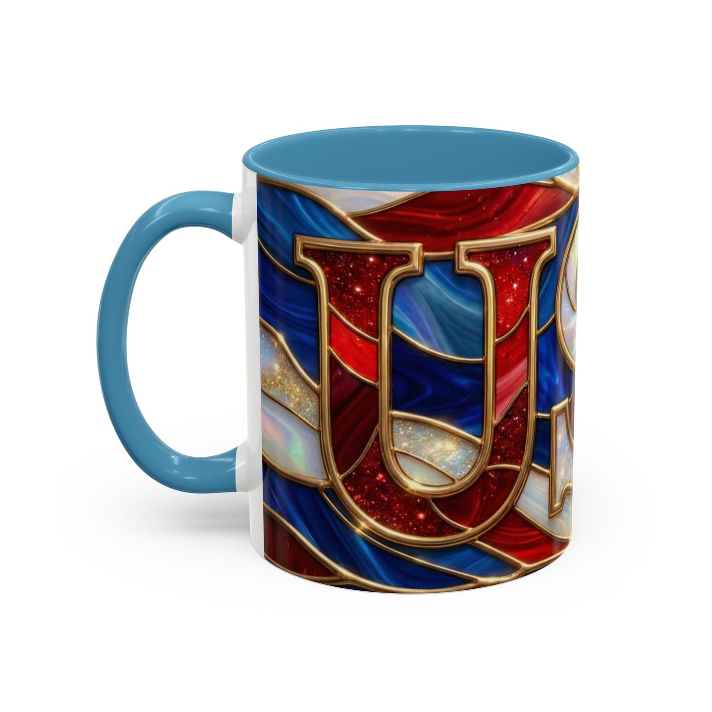 USA Patriotic Coffee Mug, Stained Glass USA Mug, Red White Blue Ceramic Mug, American Flag Style Mug, 11oz 15oz Mug