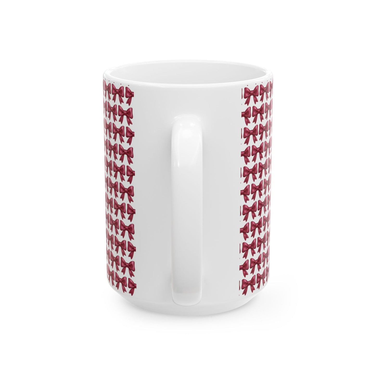 Coquette Bow Coffee Mug • Pink Ribbon Bow Pattern Cup • Girly Aesthetic Drinkware • Cute Coquette Kitchen Decor Gift • 11oz 15oz Mug