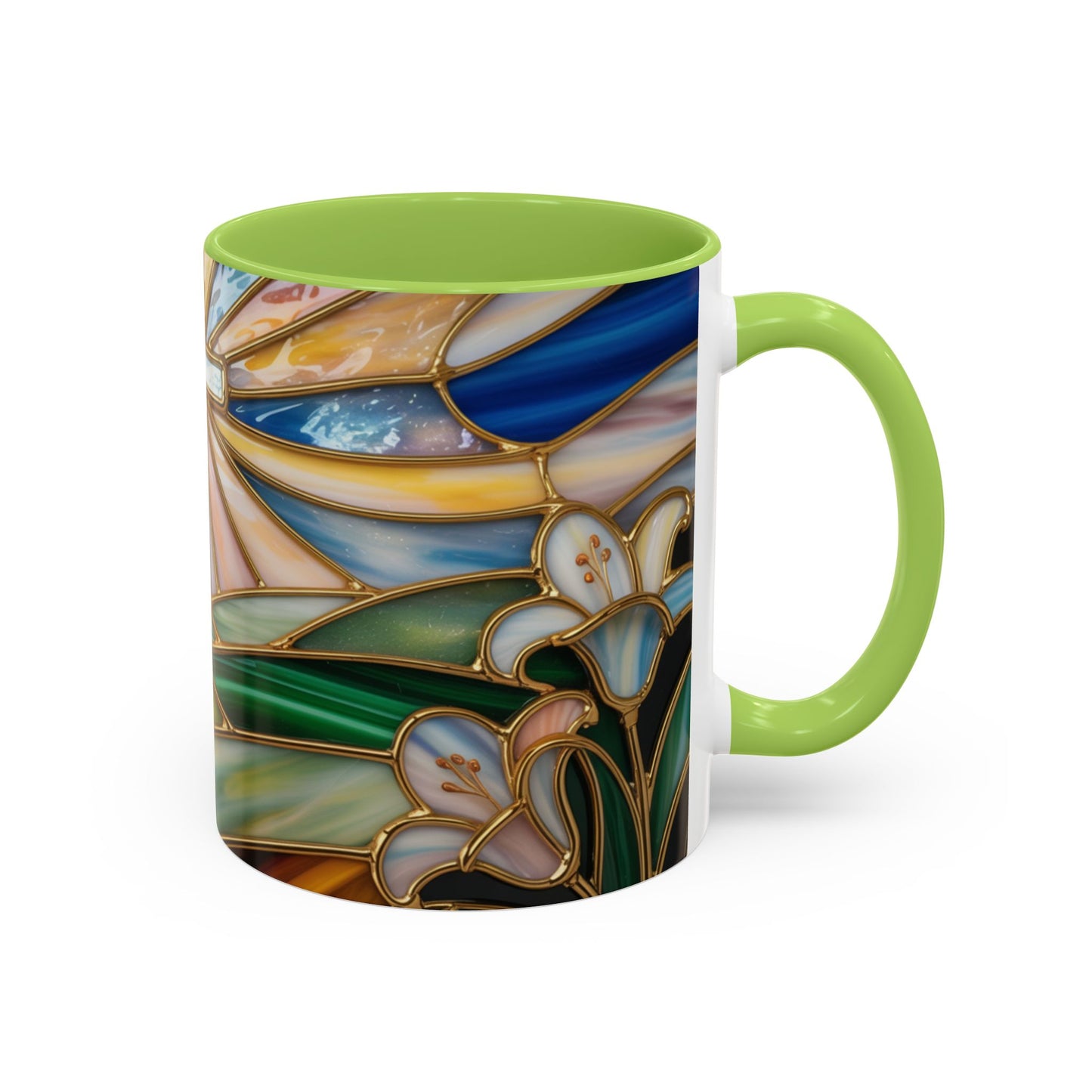 Stained Glass Cross Christian Mug • Inspirational Religious Coffee Cup • Colorful Faith Gift • Bible Verse Style Art • 11oz & 15oz