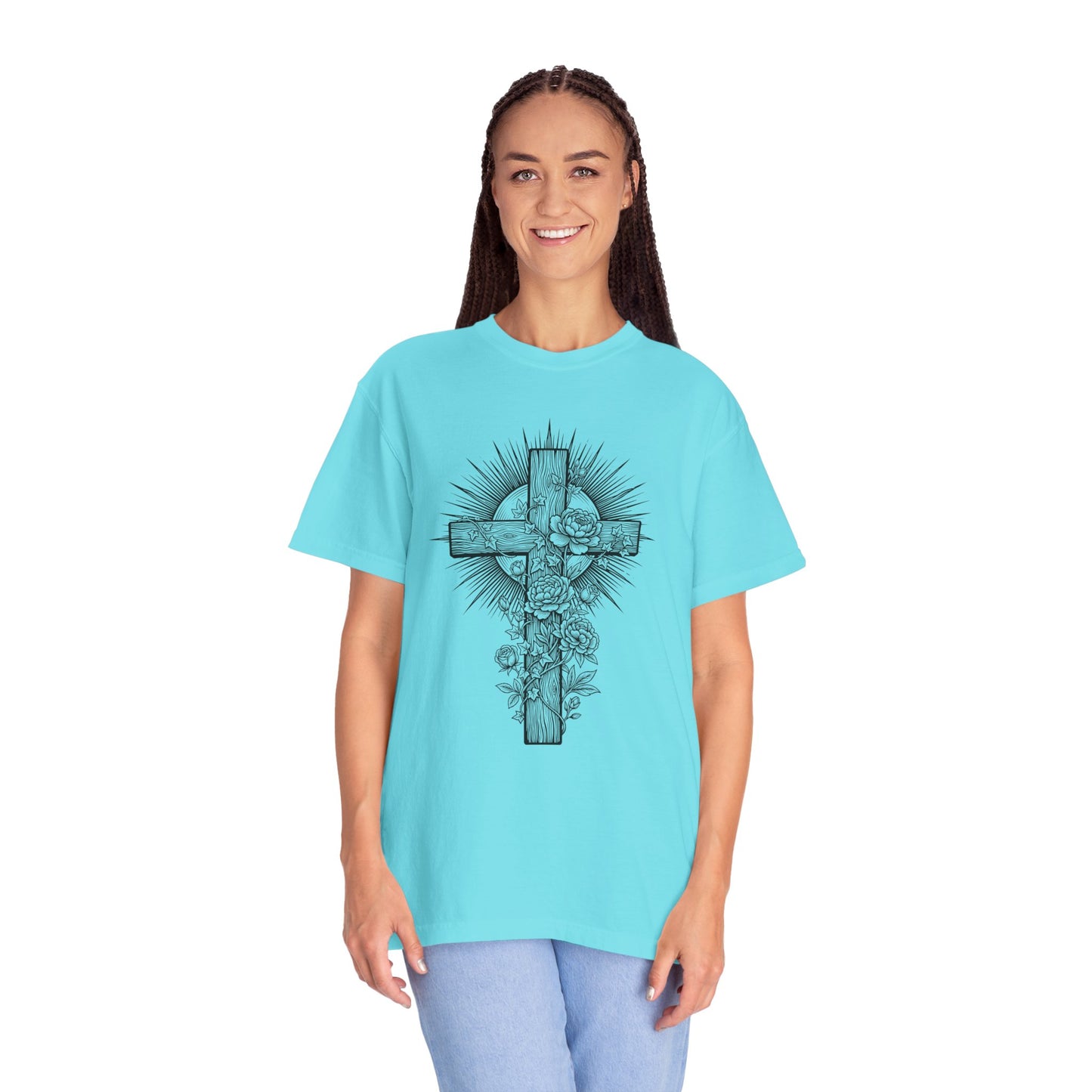 Christian Floral Cross Shirt, Boho Faith T-Shirt, Religious Botanical Tee, Wildflower Jesus Shirt, Easter Apparel, Christian Gifts
