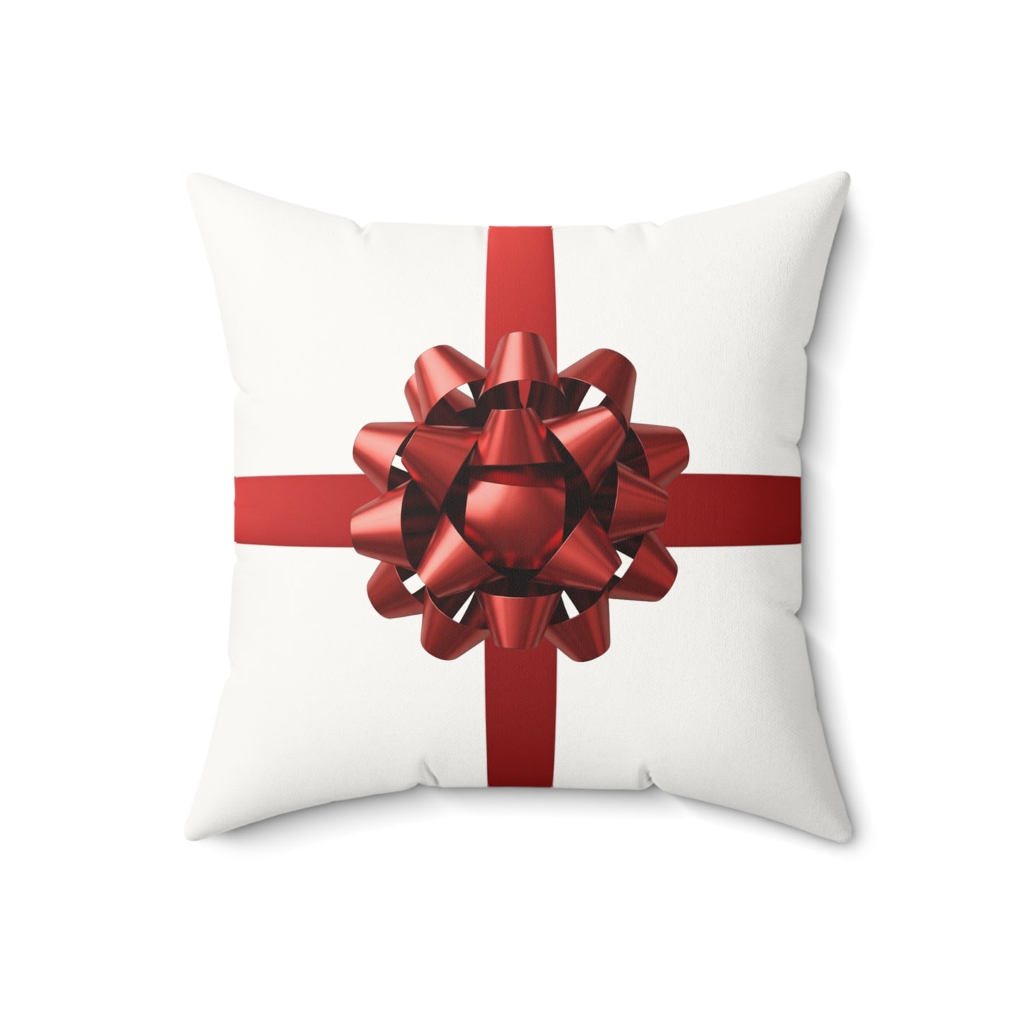 Holiday Gift Bow Throw Pillow, Christmas Present Inspired Cushion, Festive Red Ribbon Pillow, Holiday Home Decor, Winter Sofa Accent