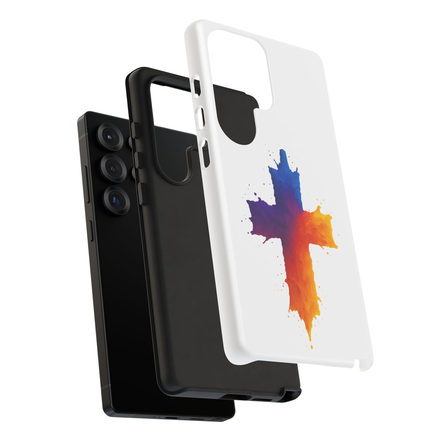 Christian Cross Phone Case – Vibrant Watercolor Design, Faith-Based Gift, Bible Verse Inspired Cell Cover