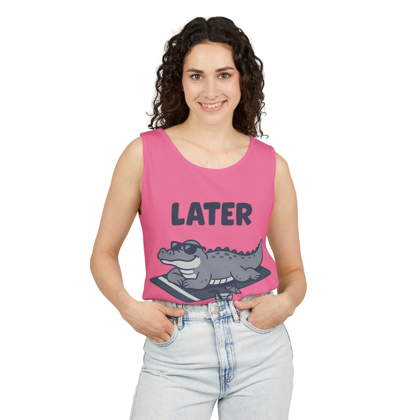 Funny Crocodile Tank Top - ‘Later Gator’ Cute Graphic Croc Tee, Summer Vest, Beach Gift, Sarcastic Animal Humor, Festival and Everyday Wear