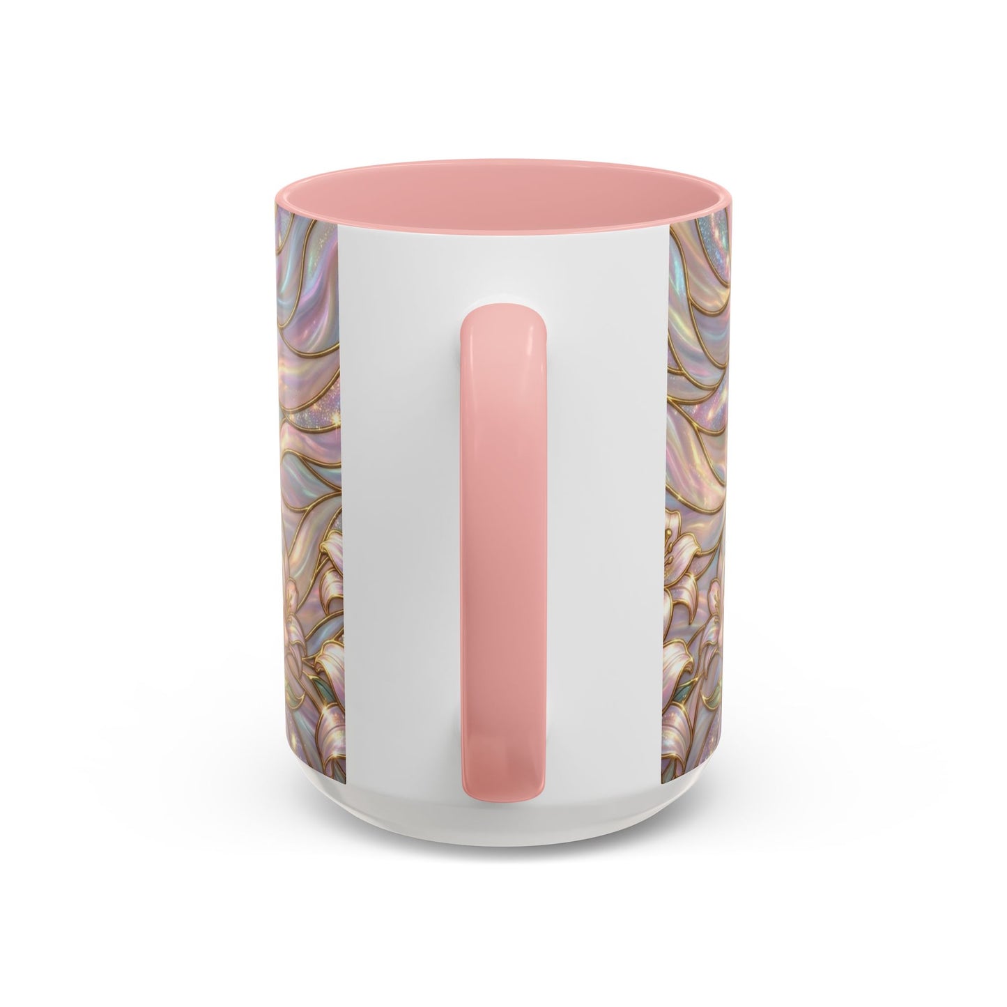 Stained Glass Cross Mug, Easter Lily Coffee Cup, Christian Gift for Women, Pastel Religious Drinkware, Dove and Faith Cup, Spiritual