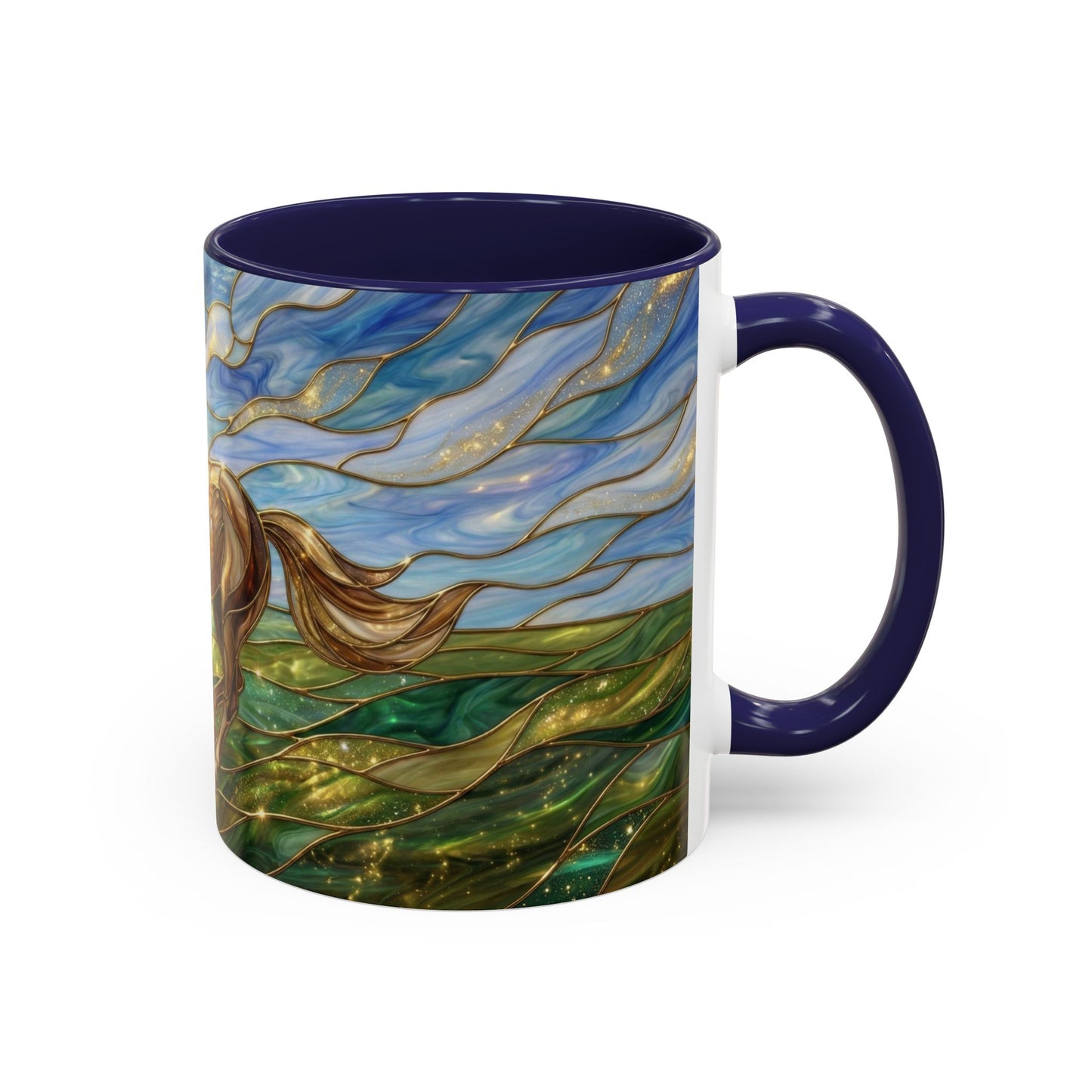 Stained Glass Horse Mug, Horse Coffee Mug, Running Horse Cup, Equestrian Gift Mug, Nature Art Mug, Horse Lover Gift