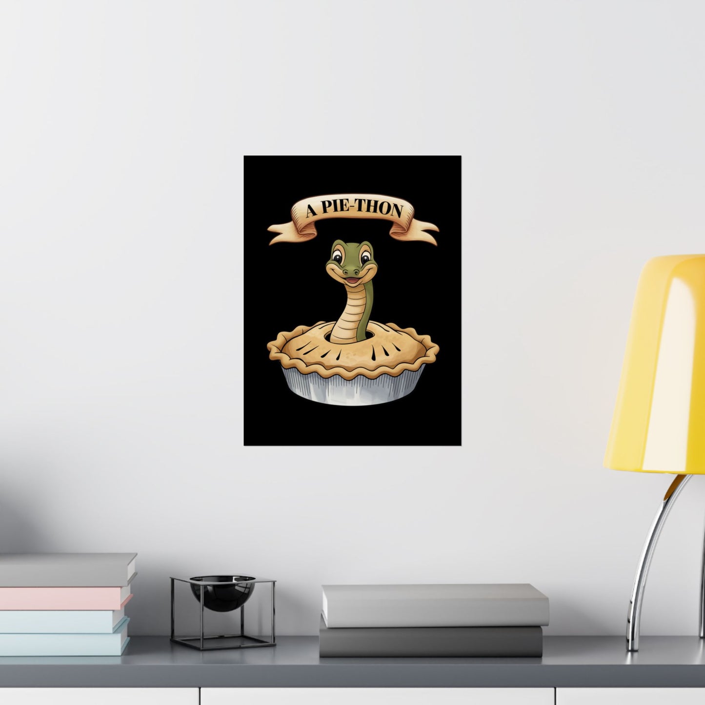 Vertical Poster - Funny 'Pie-Thon' Snake in Pie Joke Print