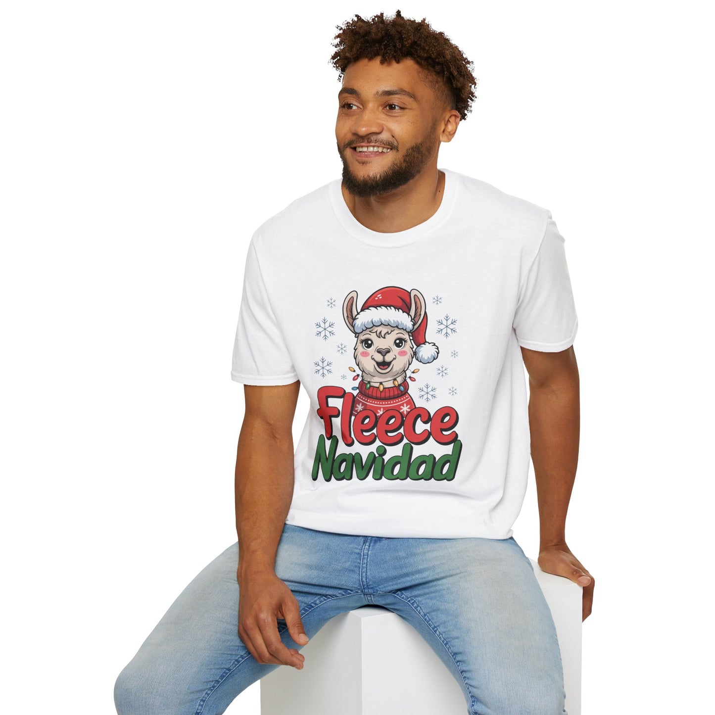 Fleece Navidad Llama Christmas Shirt, Funny Llama Xmas Tee, Cute Holiday Pun Shirt, Fuzzy Llama Santa Sweater Shirt, Christmas Gift Tee