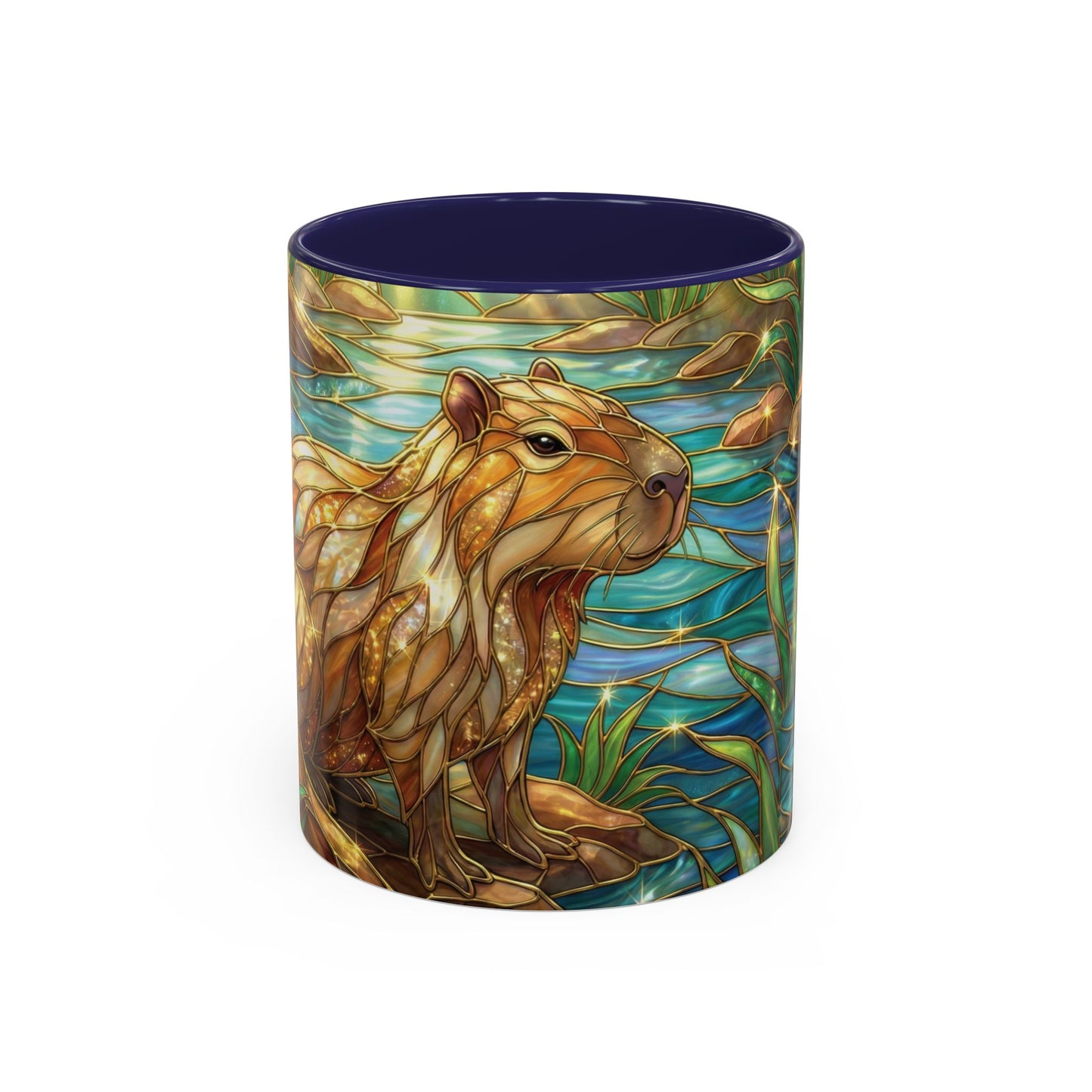 Capybara Coffee Mug, Stained Glass Capybara Mug, Cute Animal Art Mug, Nature Lover Gift, Unique Ceramic Coffee Cup, 11oz 15oz Wildlife Mug