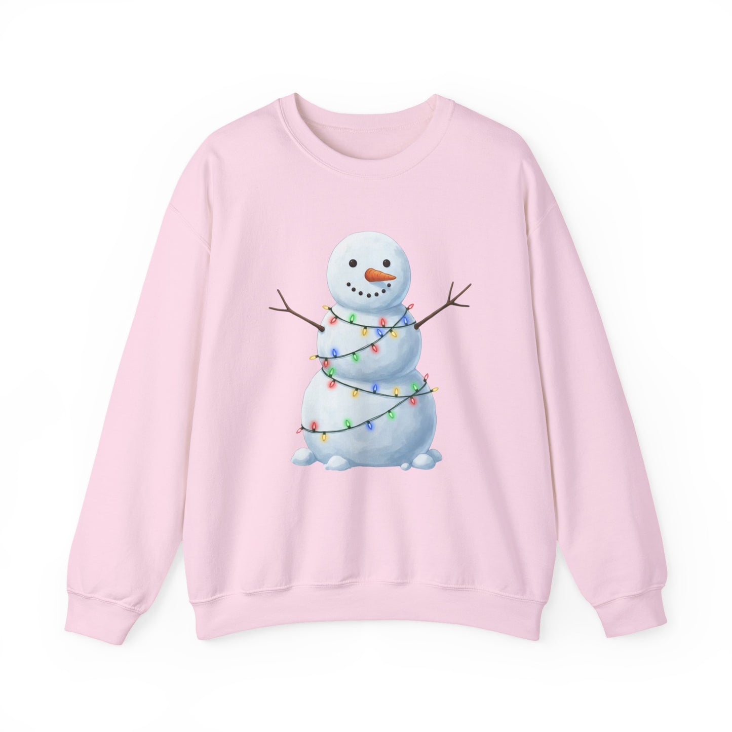 Cute Snowman Christmas Sweatshirt, Holiday Snowman Lights Sweater, Winter Snowman Crewneck, Cozy Christmas Gift, Festive Holiday Shirt