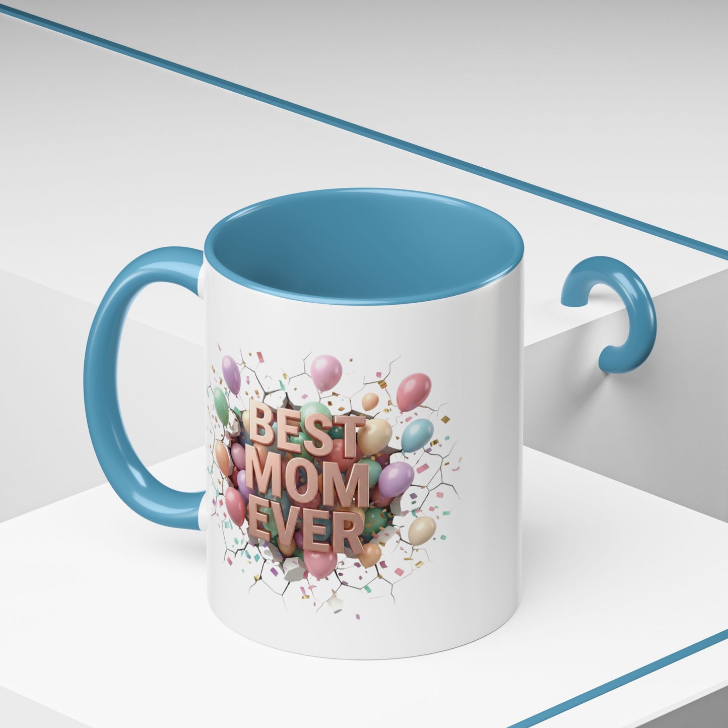 Personalized Mom Mug, Best Mom Ever Gift, Custom Name Coffee Cup, 3D Balloon Design, Mothers Day Gift, New Mom Gift 2025, Custom Mug