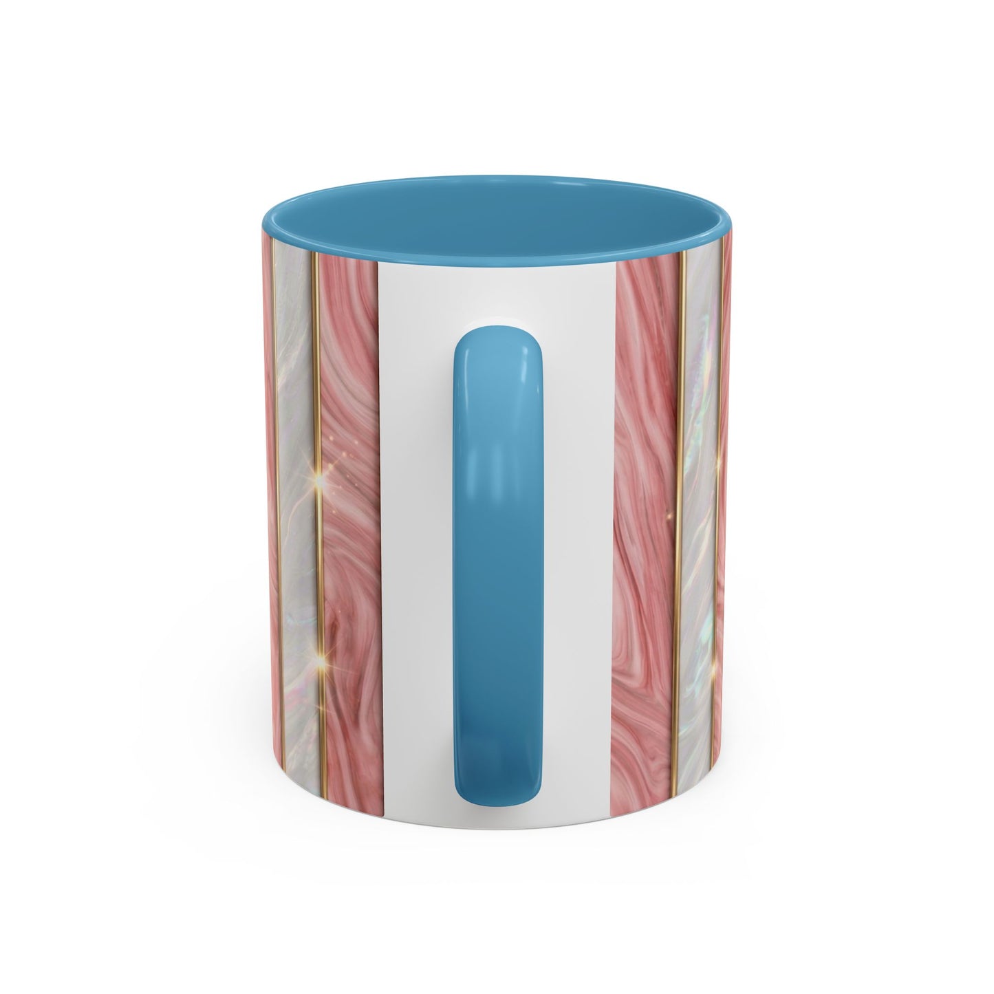 Pink Marble Coffee Mug, Gold Stripe Faux Agate Cup, Glam Desk Accessory, Elegant Tea Mug, Luxury Gift for Her, Chic Office Desk Decor