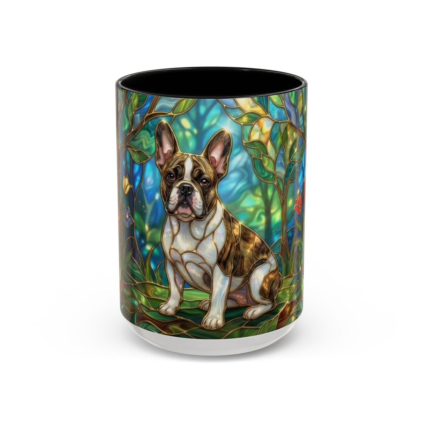 Stained Glass French Bulldog Mug, Frenchie Coffee Mug, Colorful French Bulldog Art Cup, Dog Mom Gift, Pet Lover Mug, Unique Frenchie Gift