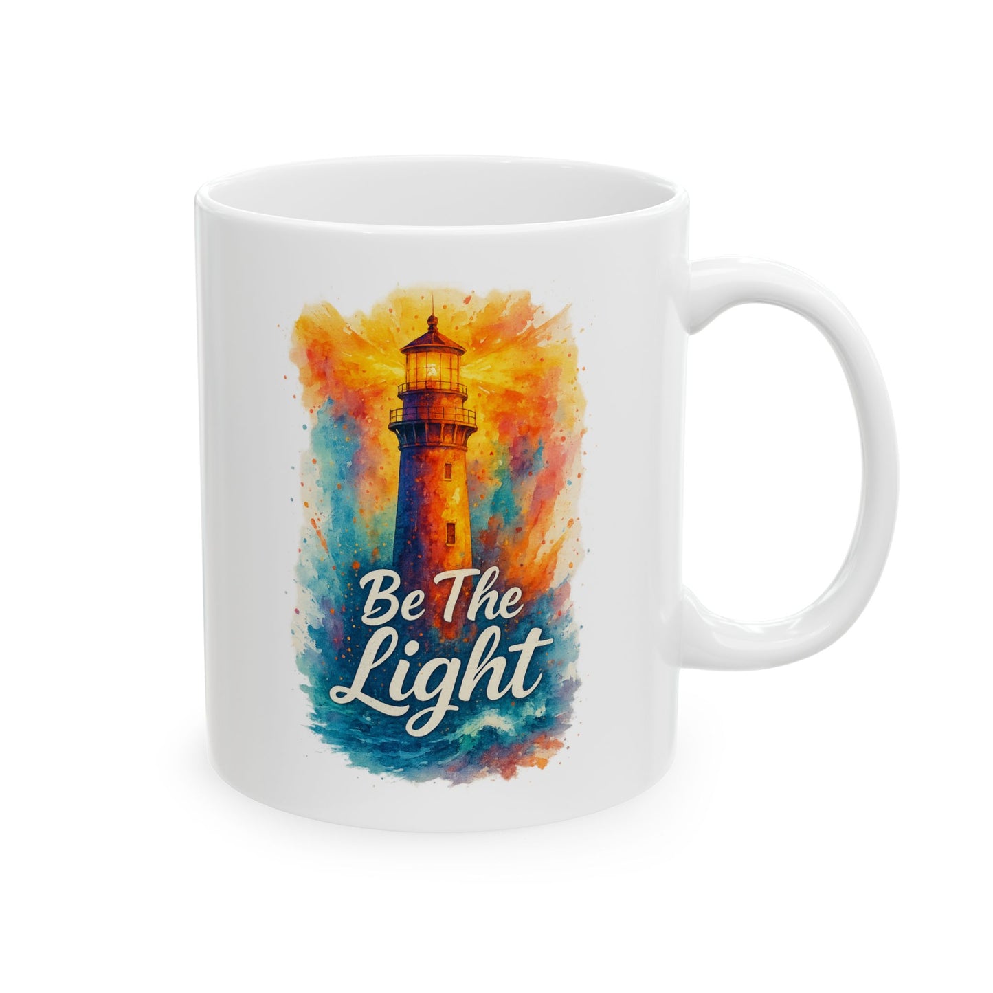 Be the Light Lighthouse Mug - Inspirational Ceramic Coffee Cup | Motivational Gift for Him, Her, Graduation, New Job