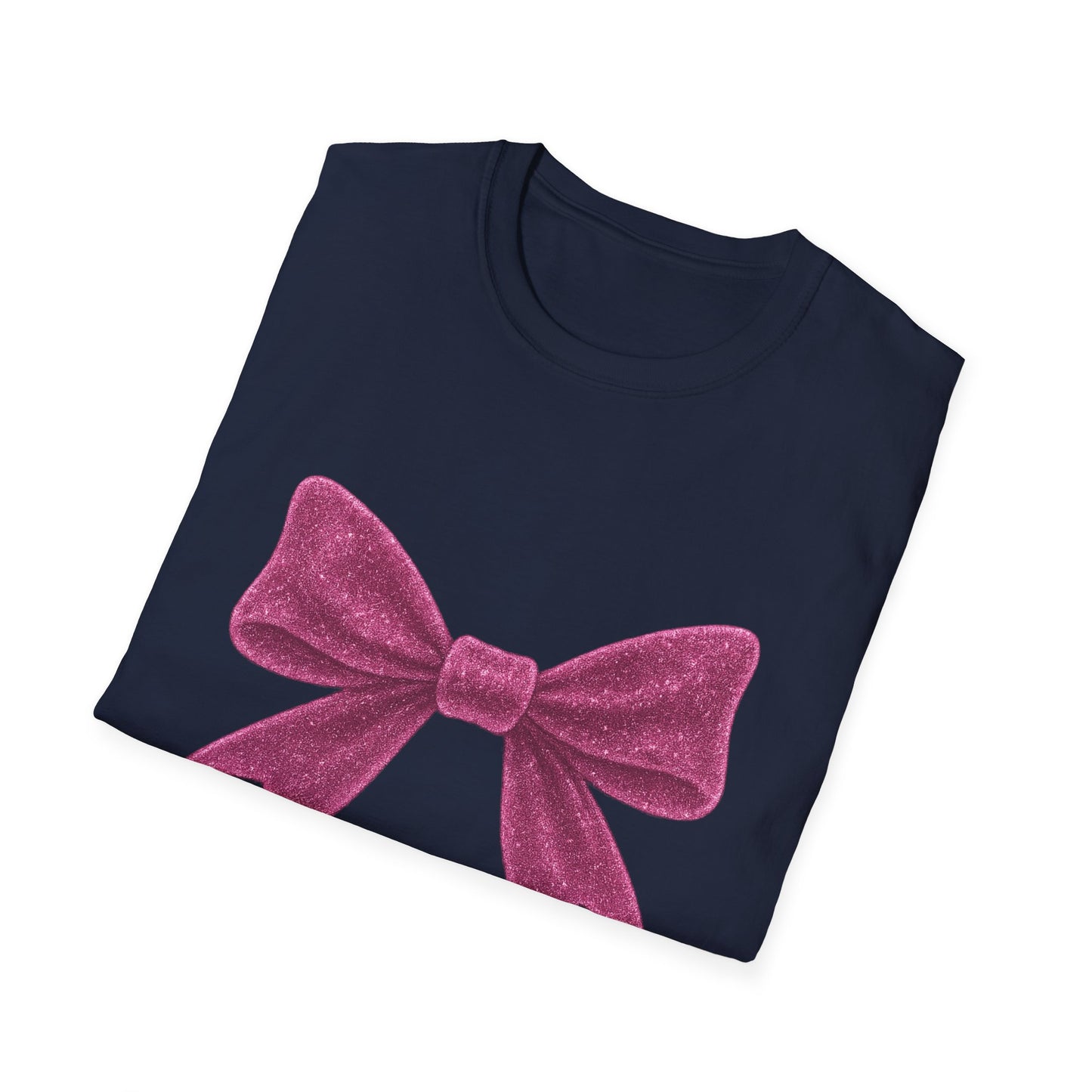 Feminine Pink Bow Graphic Tee | Coquette Bow T-Shirt | Sparkly Ribbon Shirt for Soft Girl Aesthetic | Gift for Her