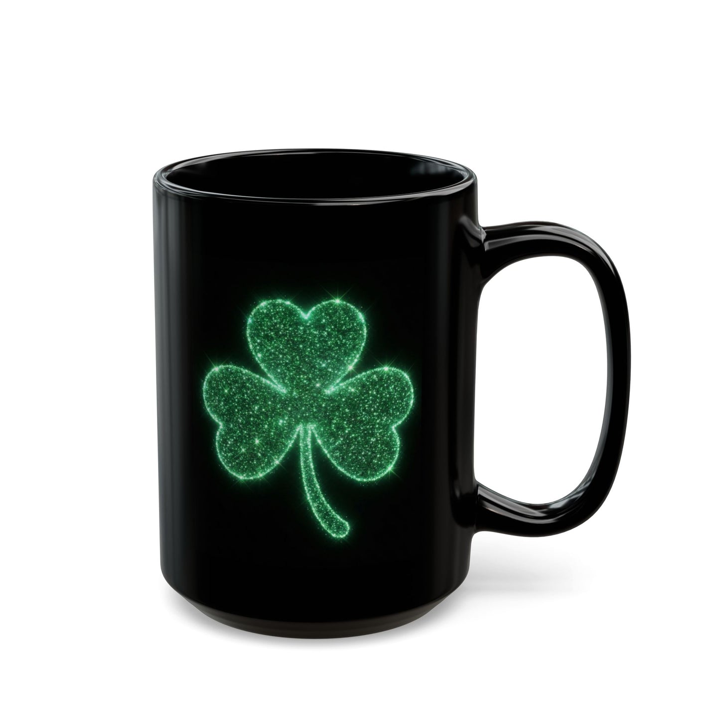 Glowing Shamrock Mug, St Patricks Day Gift, Lucky Green Clover Coffee Cup, Emerald Glitter Aesthetic, Irish Pride Mug, Magic Luck Tea Cup
