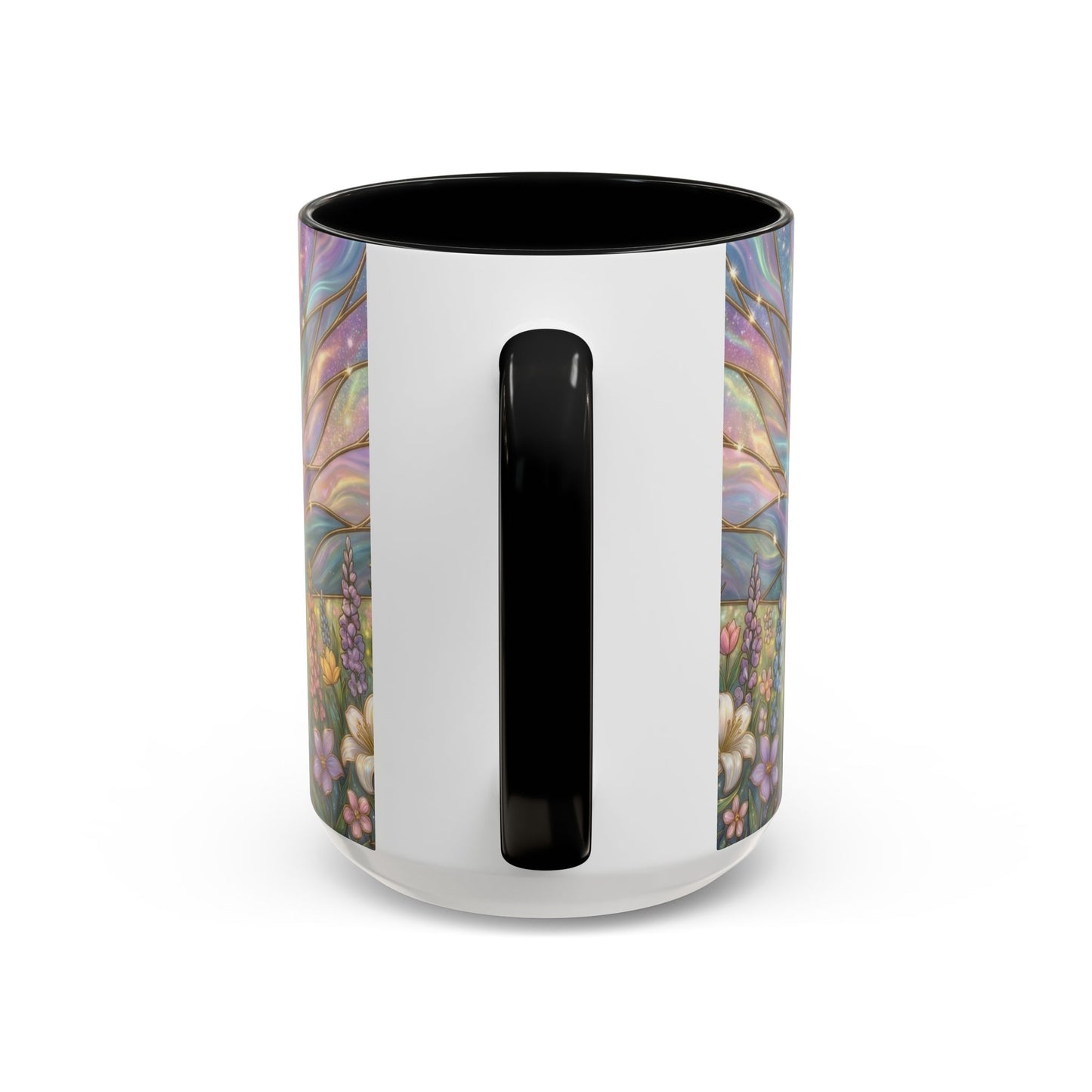 Stained Glass Cross Mug, Easter Lily Coffee Cup, Christian Religious Gift, Pastel Floral Faith Mug, Spring Believer Cup, Baptism Present