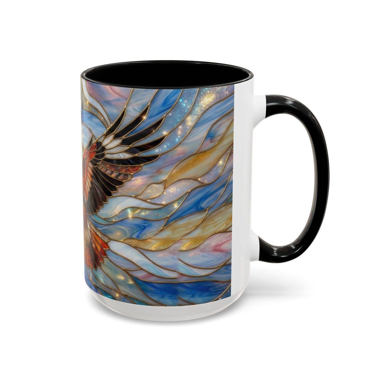Hawk Coffee Mug, Stained Glass Hawk Mug, Bird of Prey Art Mug, Nature Lover Gift, Unique Ceramic Coffee Cup, 11oz 15oz Wildlife Mug