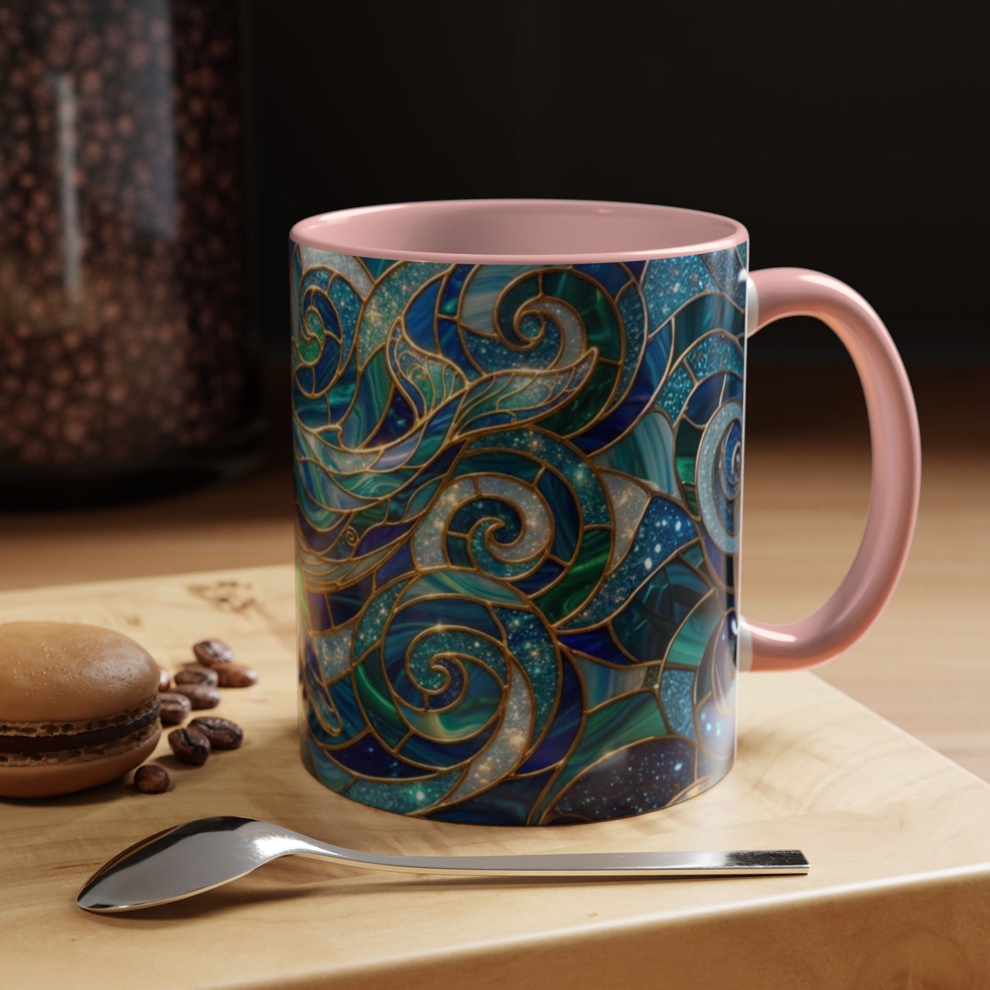 Stained Glass Whale Mug, Ocean Art Coffee Cup, Blue Sea Life Design, Nautical Gift For Ocean Lovers, Colorful Stained Glass Whale Cup