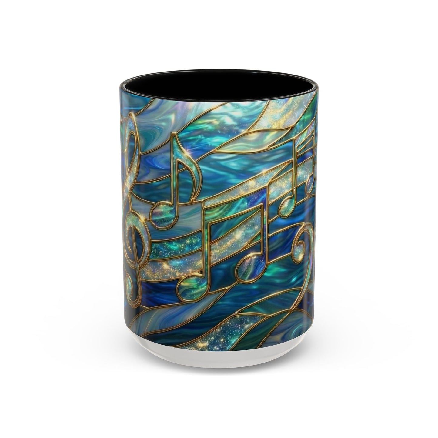 Music Notes Mug, Music Lover Coffee Cup, Stained Glass Music Mug, Musician Gift, Piano Teacher Mug, Aesthetic Music Cup