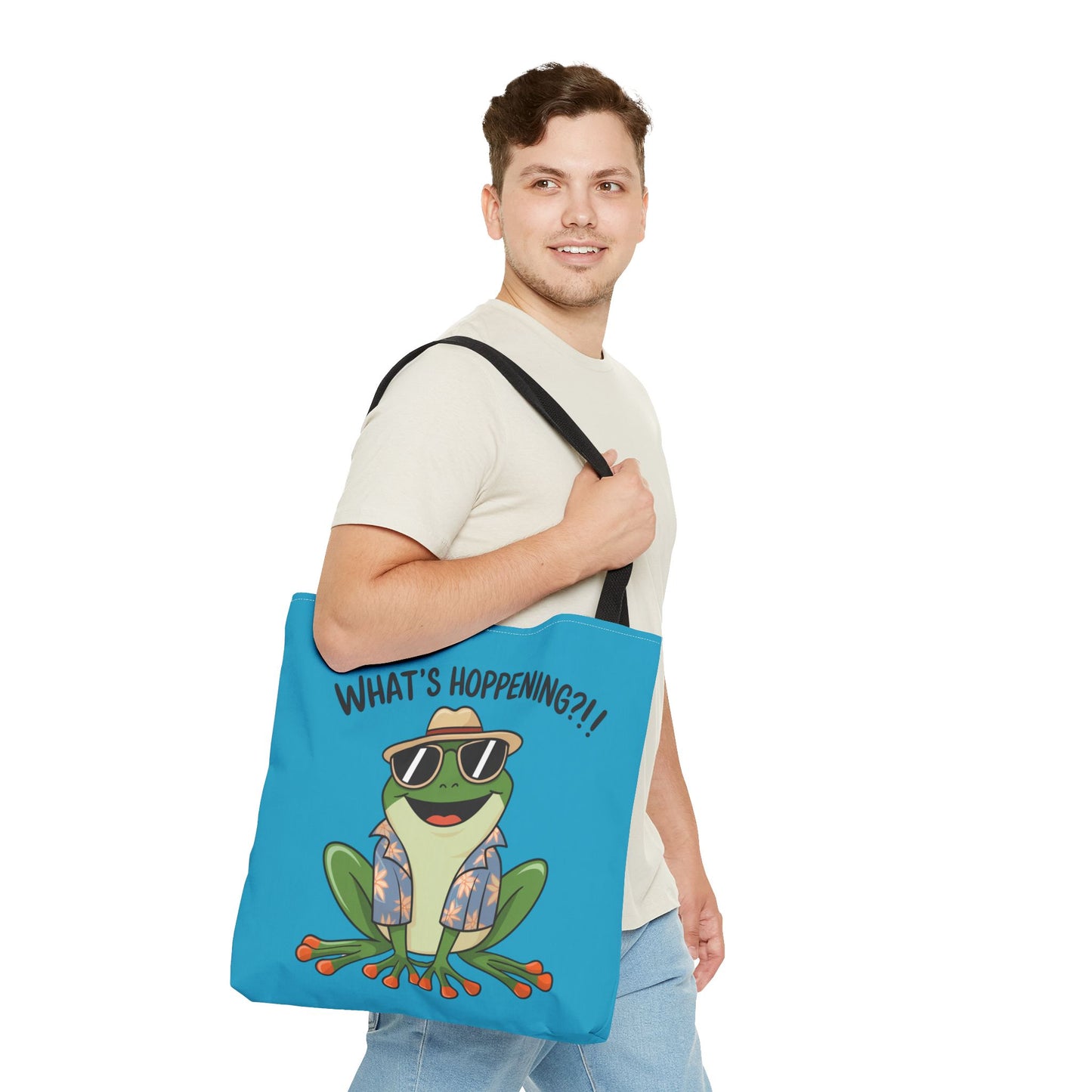 Frog Tote Bag - What's Hoppening Pun Design