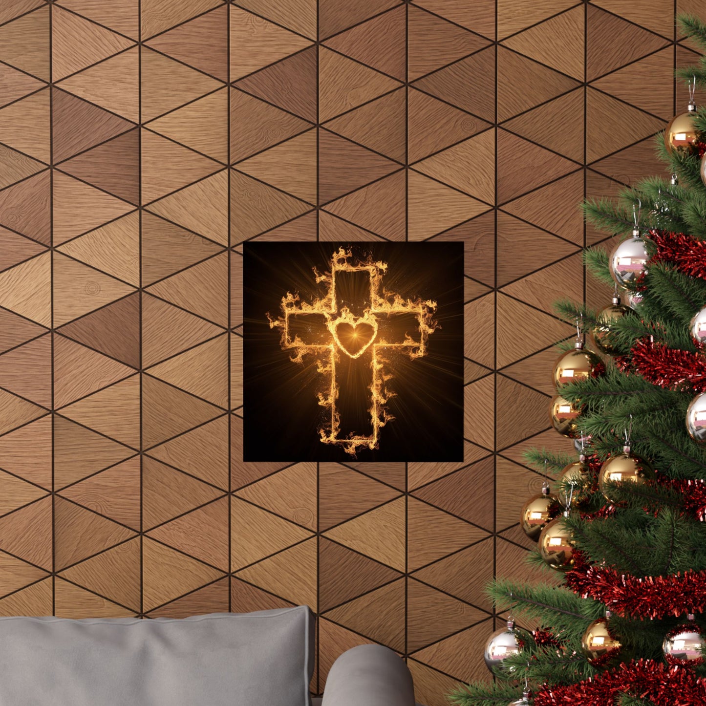 Spiritual Matte Vertical Posters - Fiery Cross Design