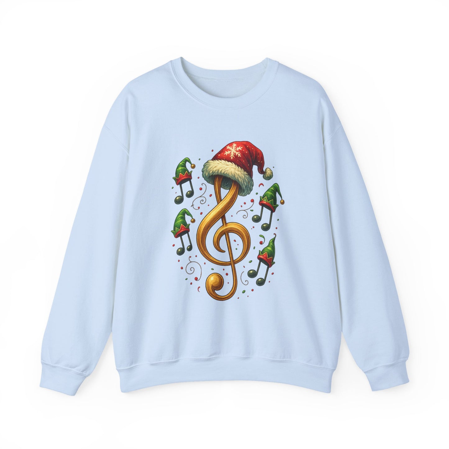 Christmas Music Note Sweatshirt, Holiday Treble Clef Sweater With Santa Hat, Festive Music Lover Gift, Cozy Winter Crewneck Unisex Top